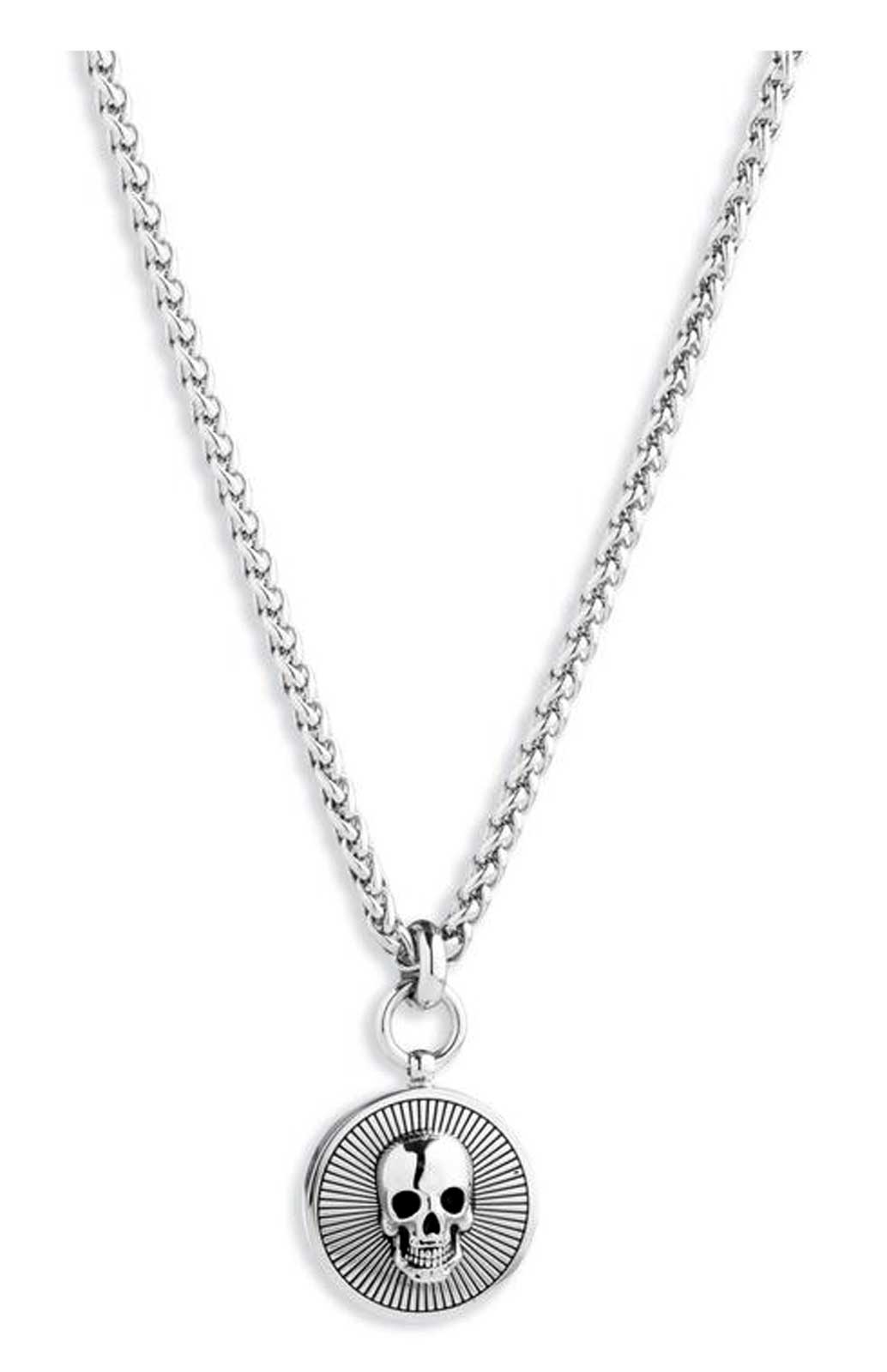 Harley-Davidson Men's 22 in. Circle Skull Pendant Necklace, Stainless Steel - Wisconsin Harley-Davidson