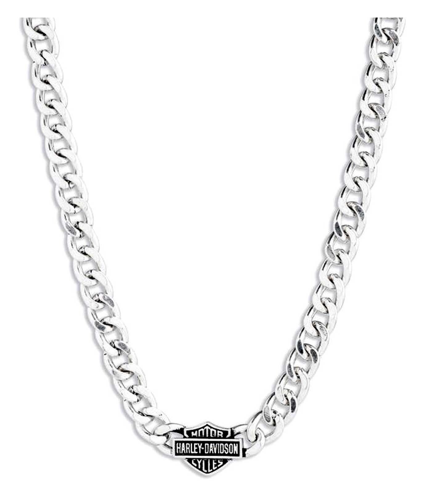 Harley-Davidson Men's 22 in. Bar & Shield Pendant Curb Chain Necklace, Steel - Wisconsin Harley-Davidson