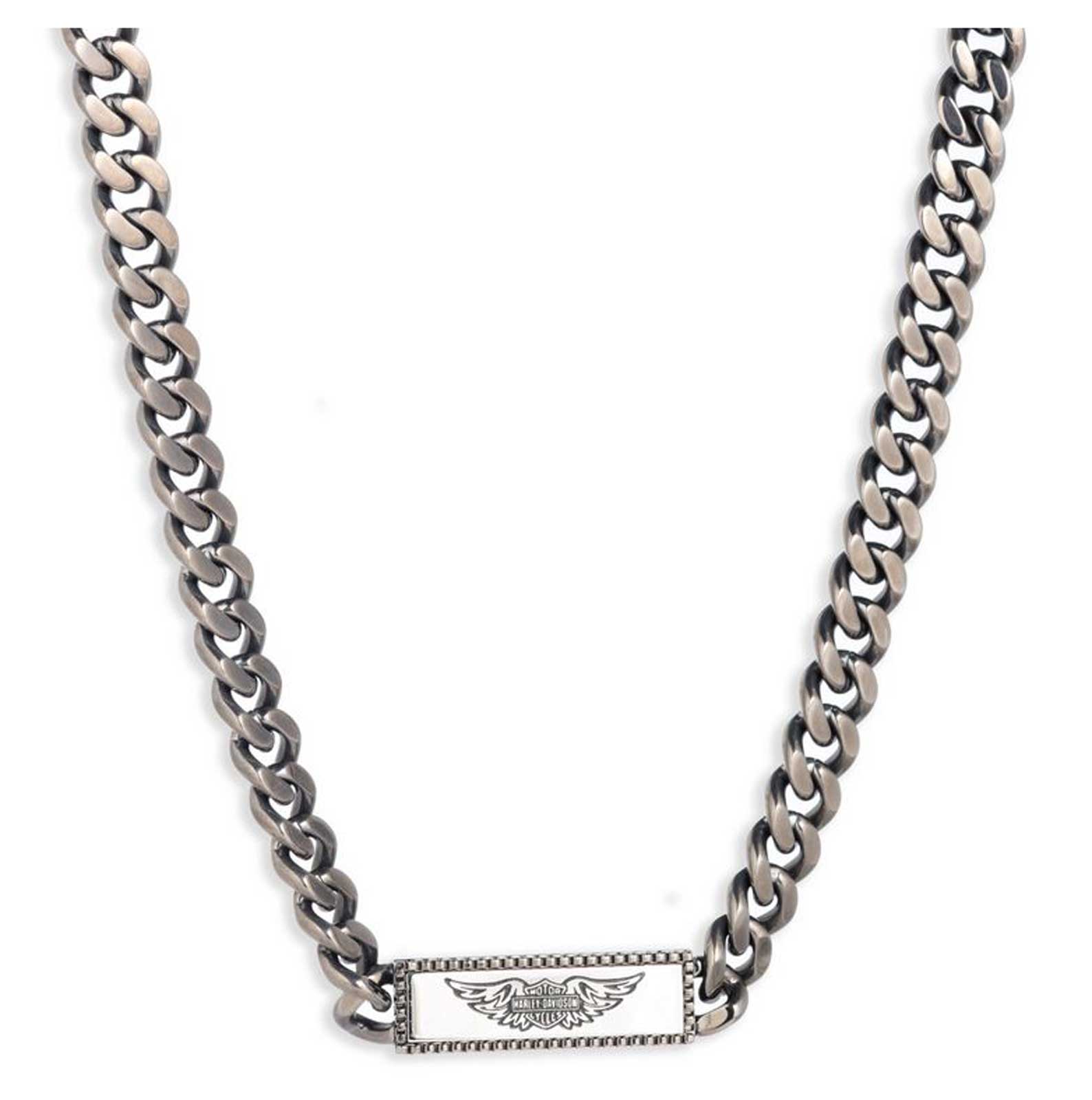HARLEY DAVIDSON Men's Interlocked Link22チェーンネックレス Harley-Davidson® Men's 22 in. Wing Logo ID Tag Curb Chain