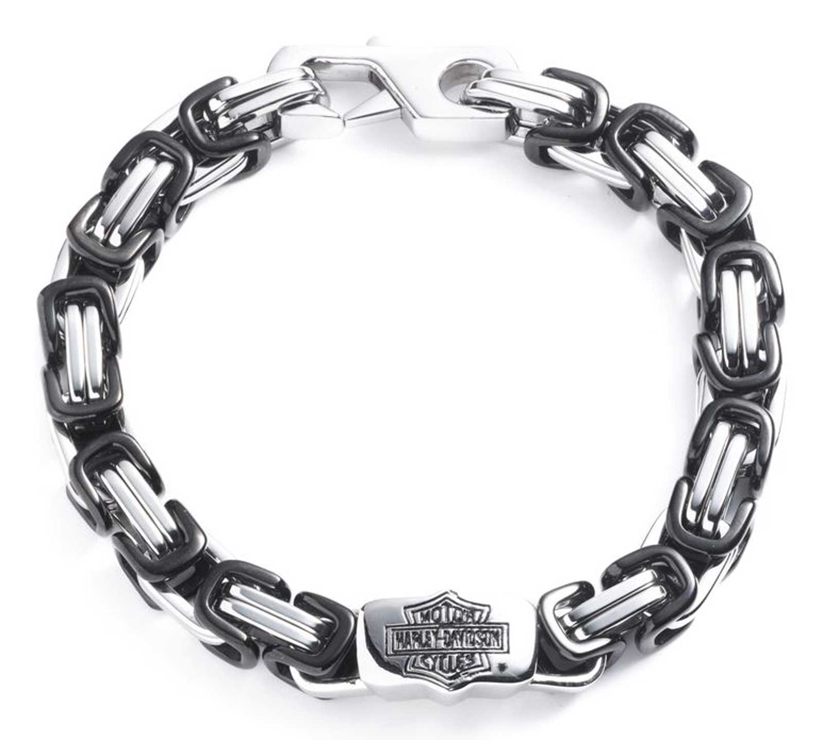 Harley-Davidson Men's 8.5in. Intertwined Two Tone Link Chain Bracelet, Stainless - Wisconsin Harley-Davidson