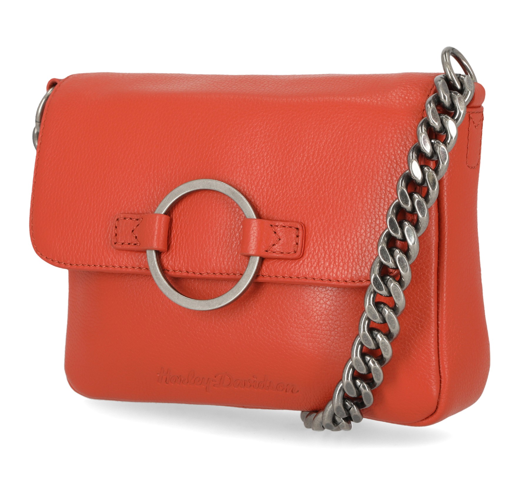 Harley-Davidson Women's Magnetic Flap Closure O Ring Crossbody Purse - Orange - Wisconsin Harley-Davidson