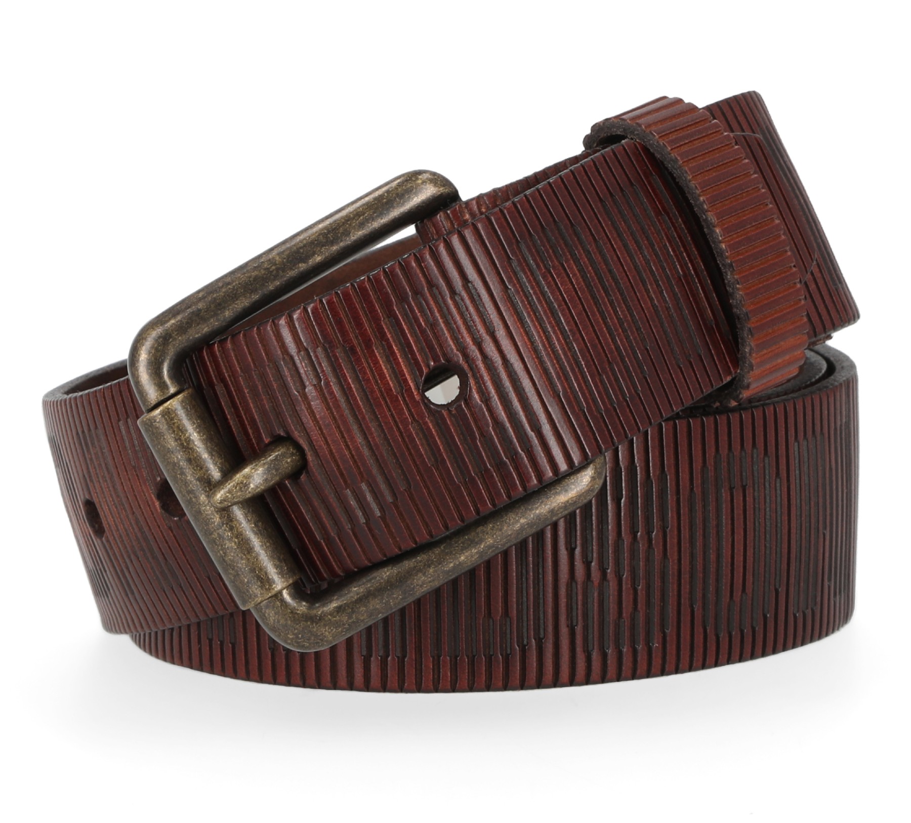 Harley-Davidson Men's Laser H-D Logo Genuine Leather 38mm Belt - Brown - Wisconsin Harley-Davidson