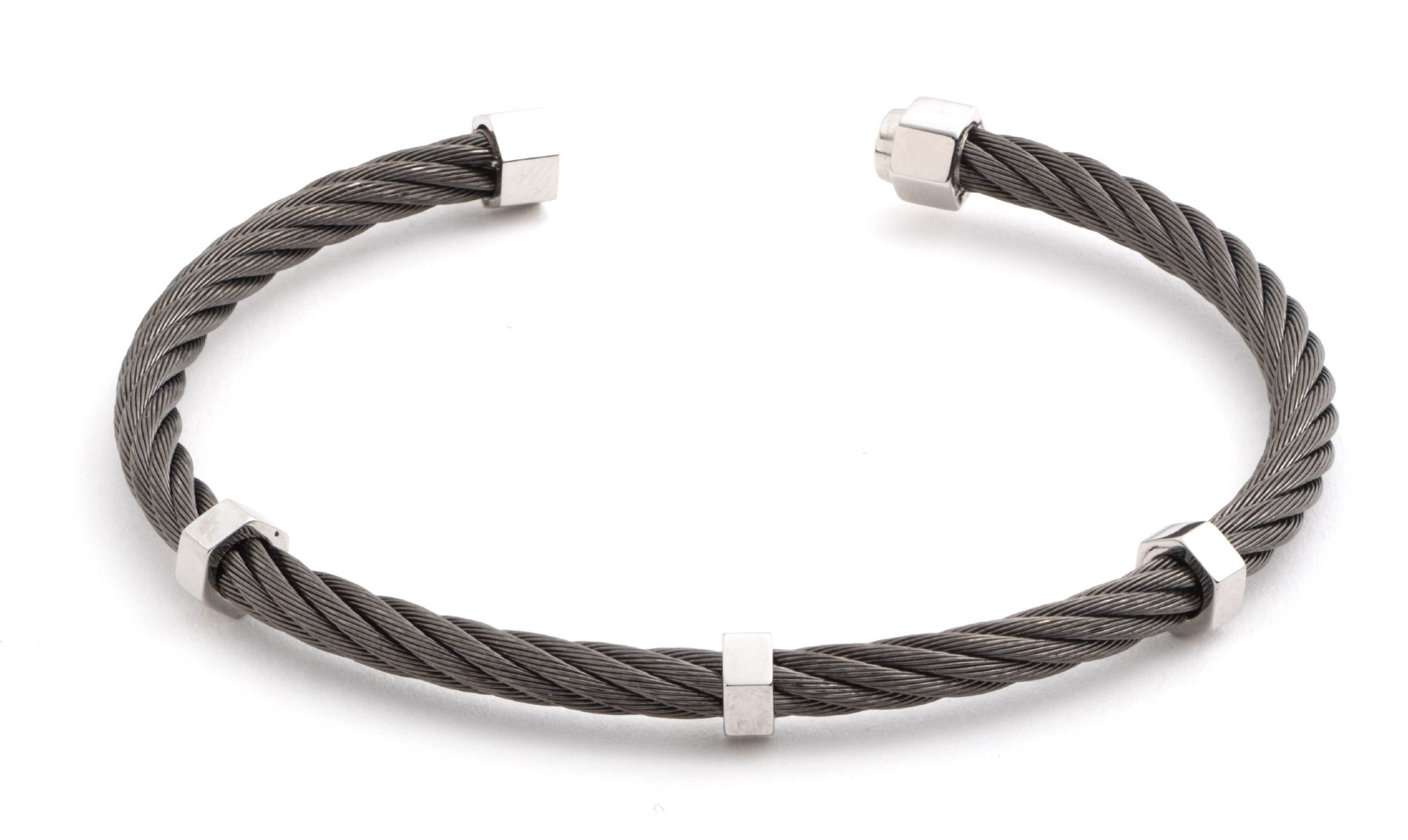 Harley-Davidson Men's 8" Cable Wire Bracelet with Hematite Plating Bracelet - Wisconsin Harley-Davidson