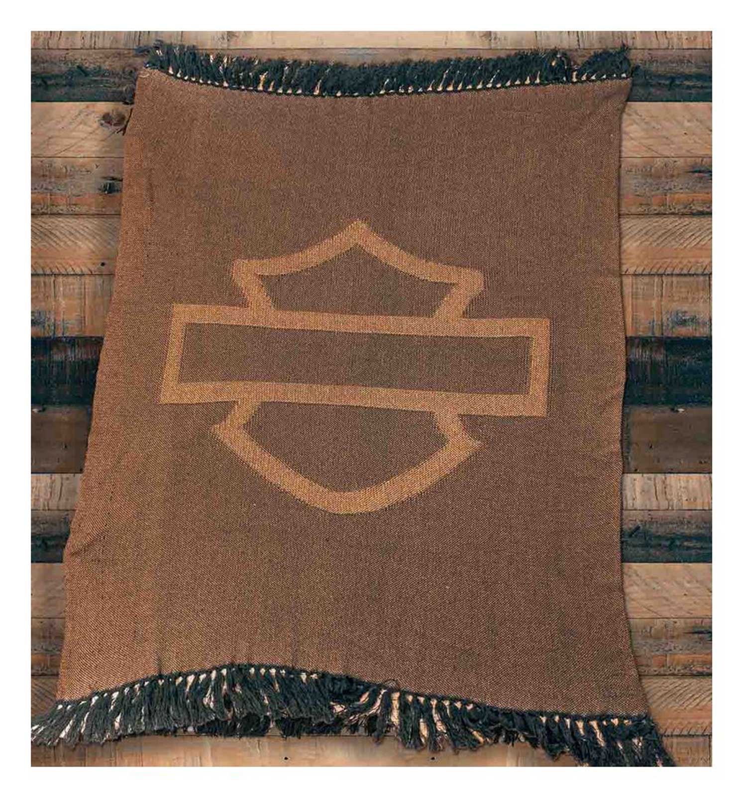 Harley-Davidson® Woven Open Bar & Shield Logo Knit Blanket - Black