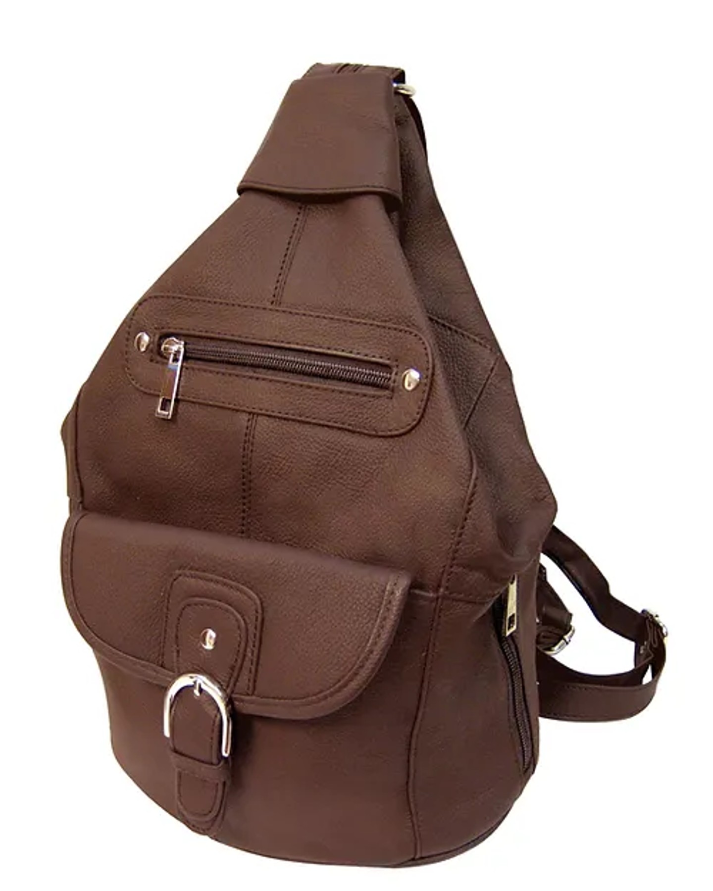 RCS Women's Genuine Leather Backpack Adjustable Shoulder Bag - Brown - Wisconsin Harley-Davidson