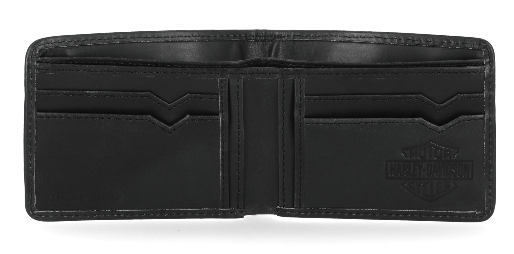 Harley-Davidson Men's Classic Cordura Leather Trim Double Billfold Wallet Black - No Hassle Returns at Wisconsin Harley
