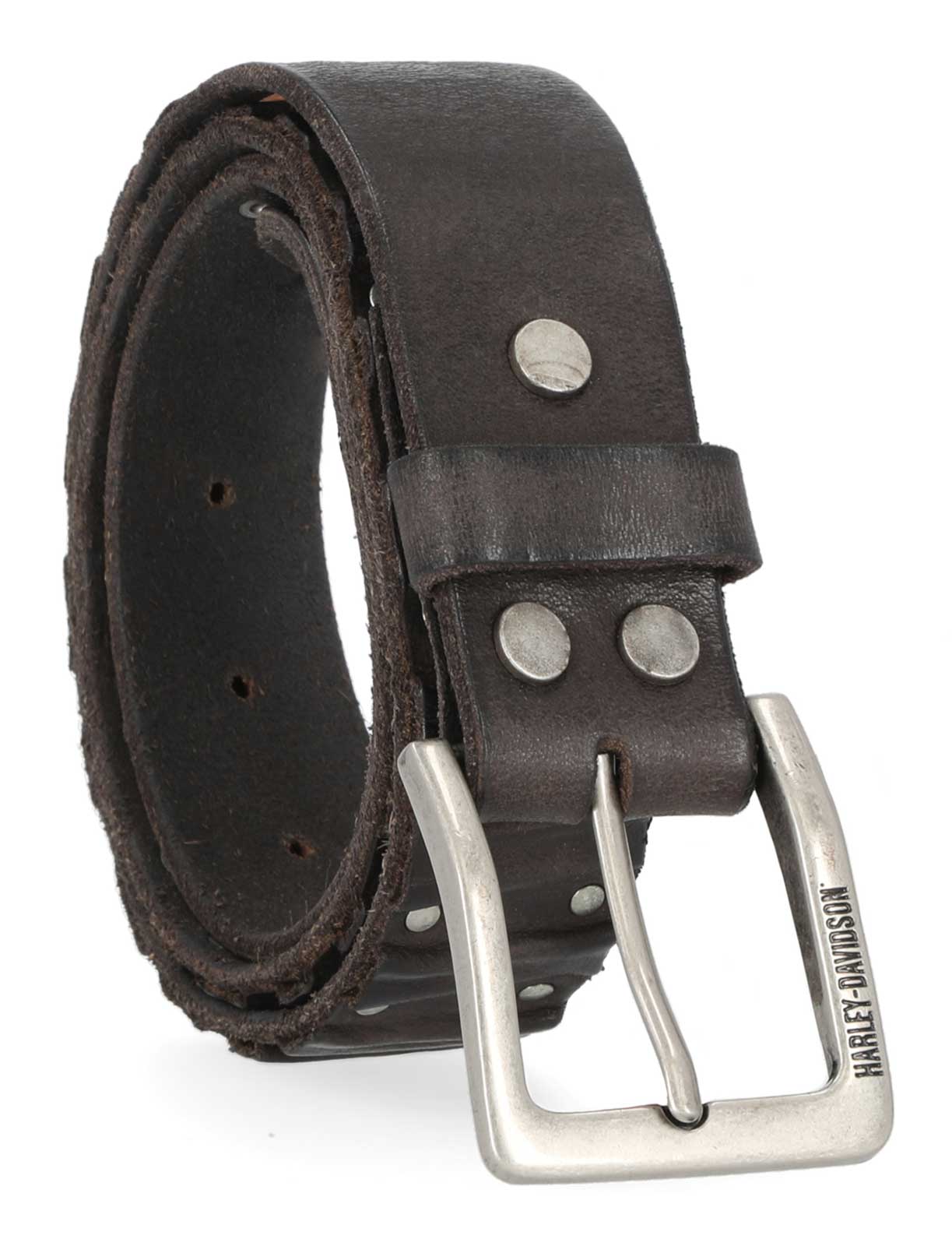 Harley-Davidson Free Shipping - Harley-Davidson Men's Ribbed & Studded Detail Genuine Leather Belt - Black - Free Shipping on many products plus Orders Over $99