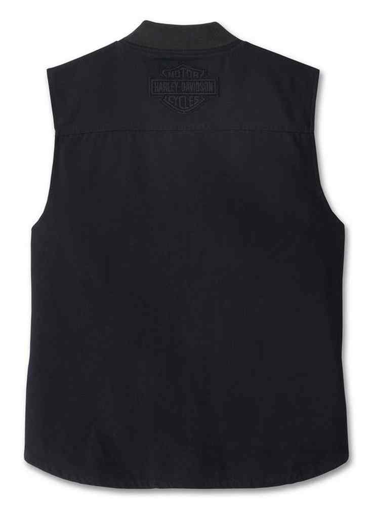 Harley-Davidson® Men's Blackened Cotton Canvas Zip Vest - Black