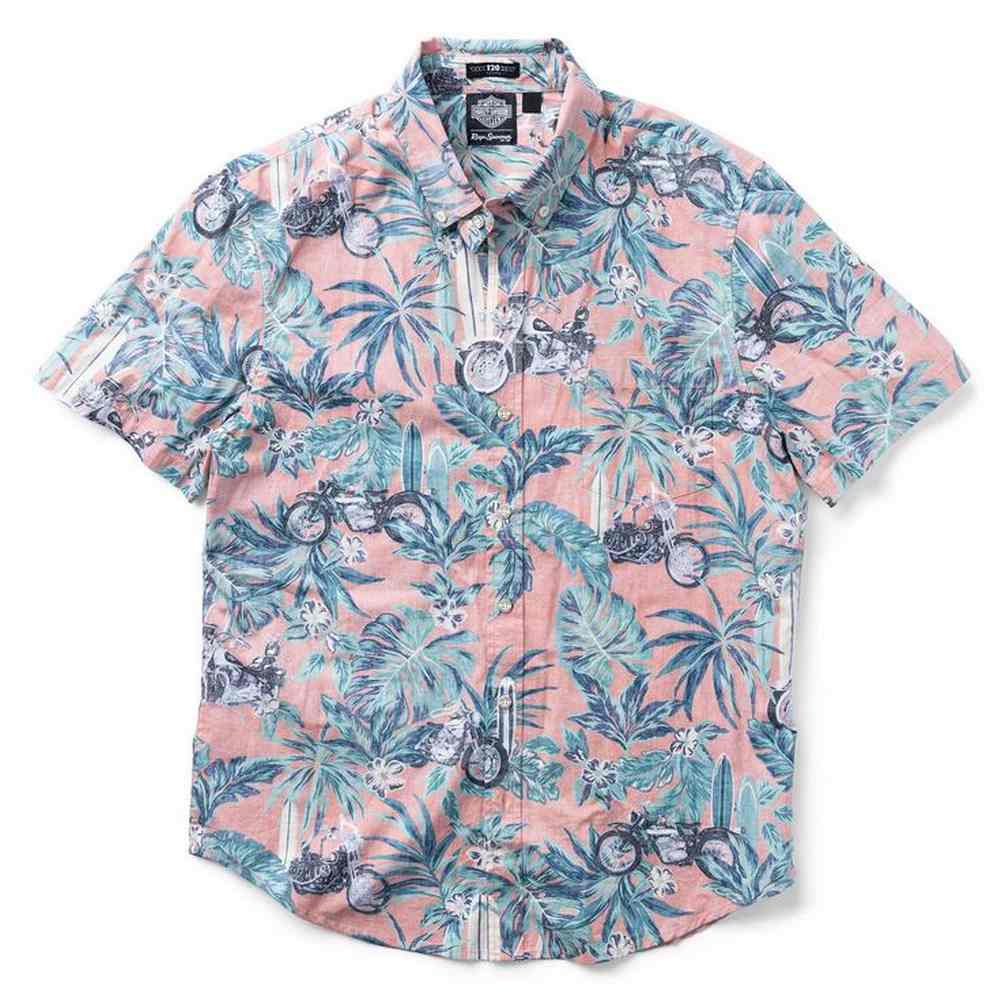 harley davidson hawaiian dress shirts Harley-Davidson Men's Hula Black Aloha Shirt