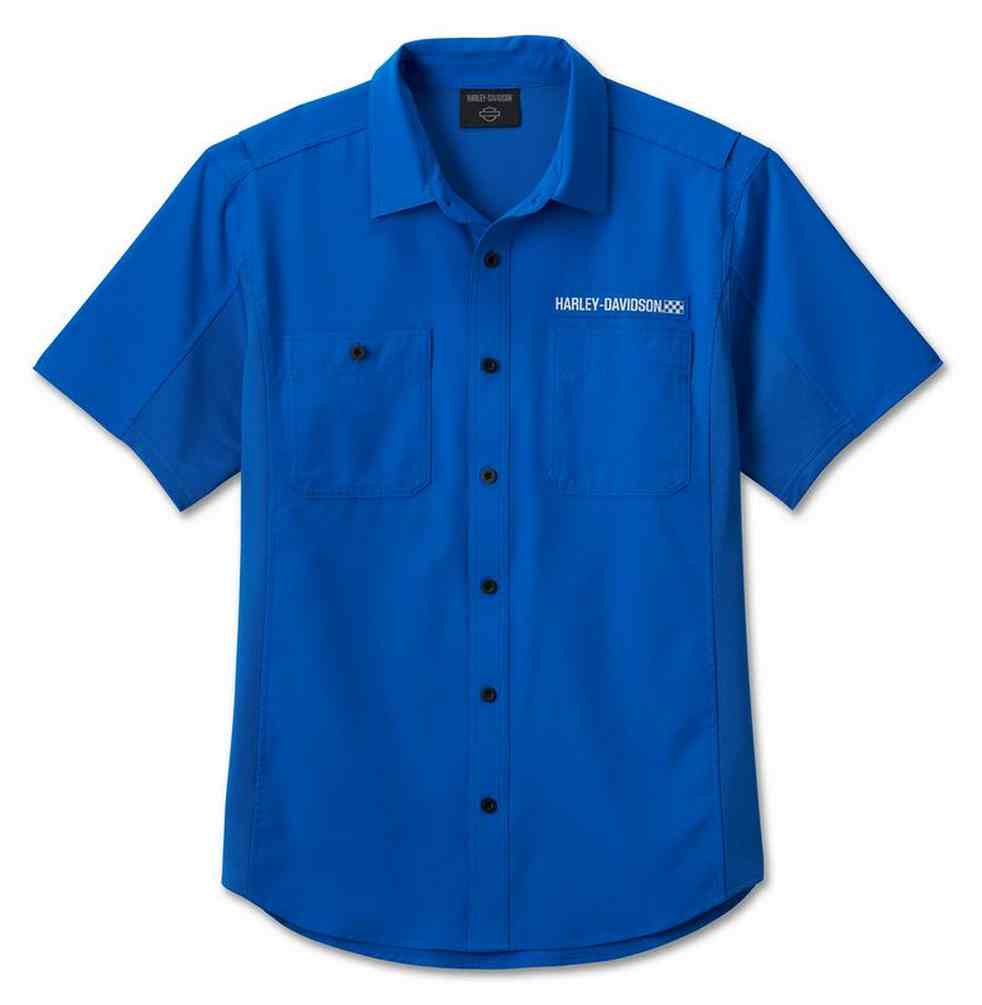 Harley-Davidson Men's Wicked Short Sleeve Performance Shirt, Blue 96443-24VM - Wisconsin Harley-Davidson