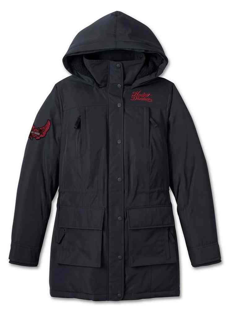 Harley-Davidson Women's Juneau Fur Trim Parka Winter Jacket - Black 97430-24VW - Largest Selection of Harley-Davidson Products