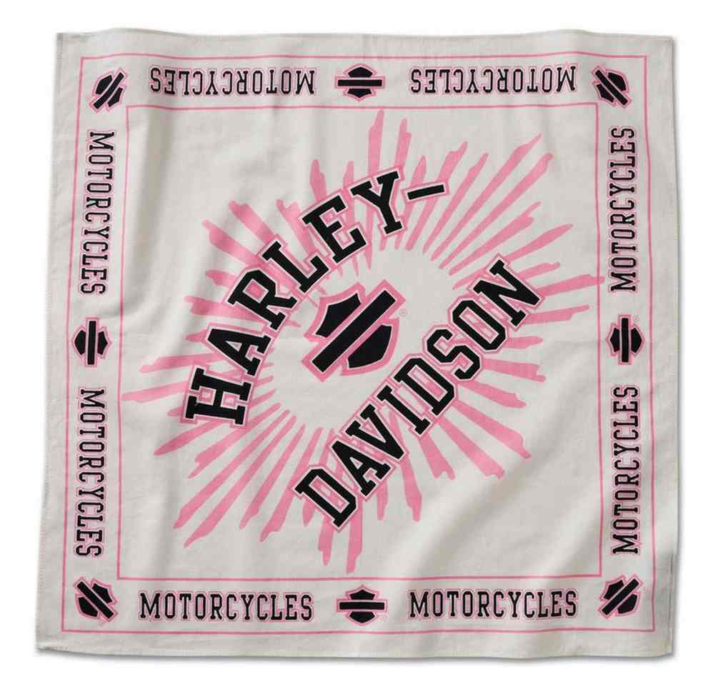 Harley-Davidson Women's Pink Label Bar & Shield Cotton Bandana- White 97636-24VW - Wisconsin Harley-Davidson