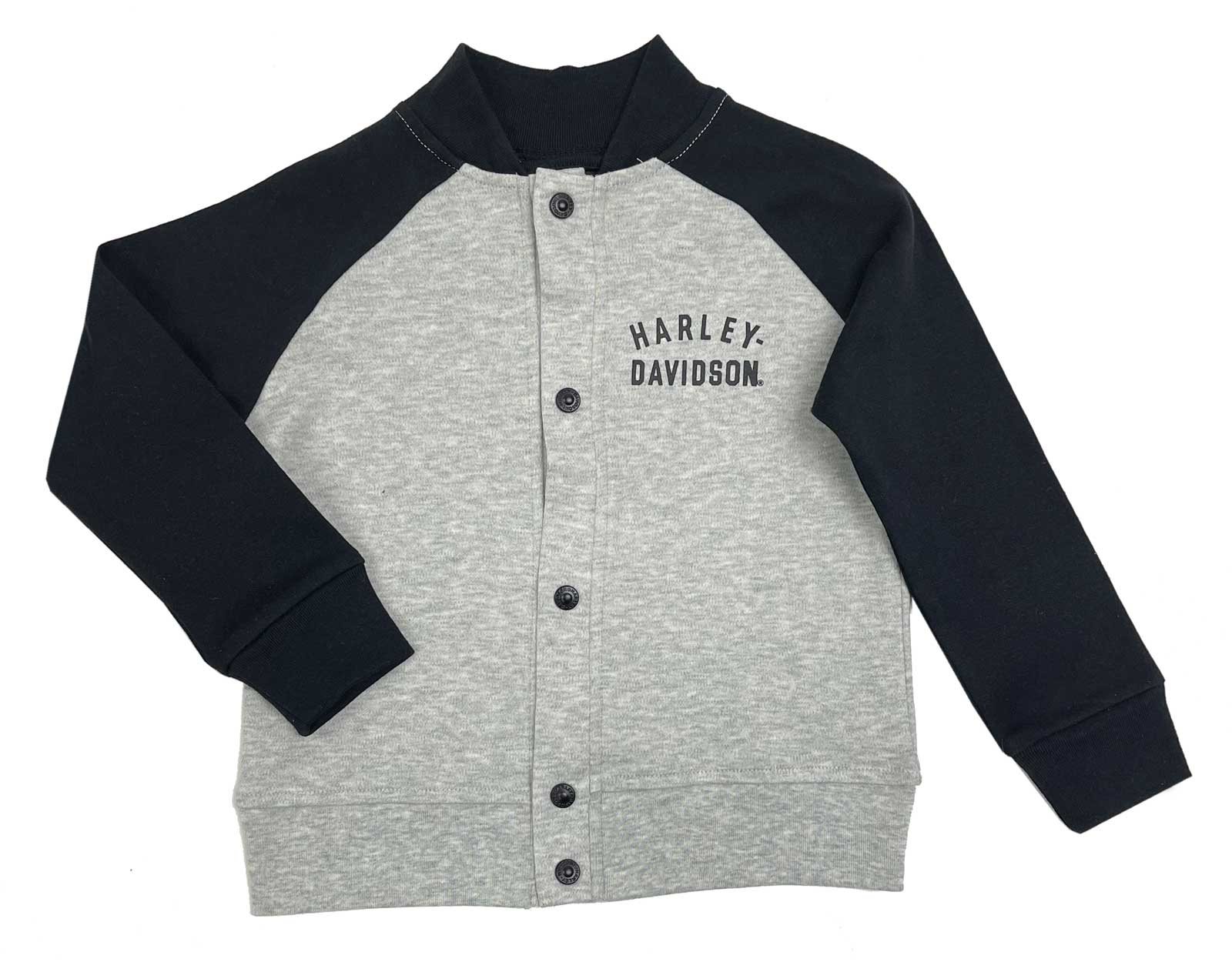 Harley-Davidson Little Boys' Bar & Shield Toddler Varsity Knit Jacket - Gray - Wisconsin Harley-Davidson