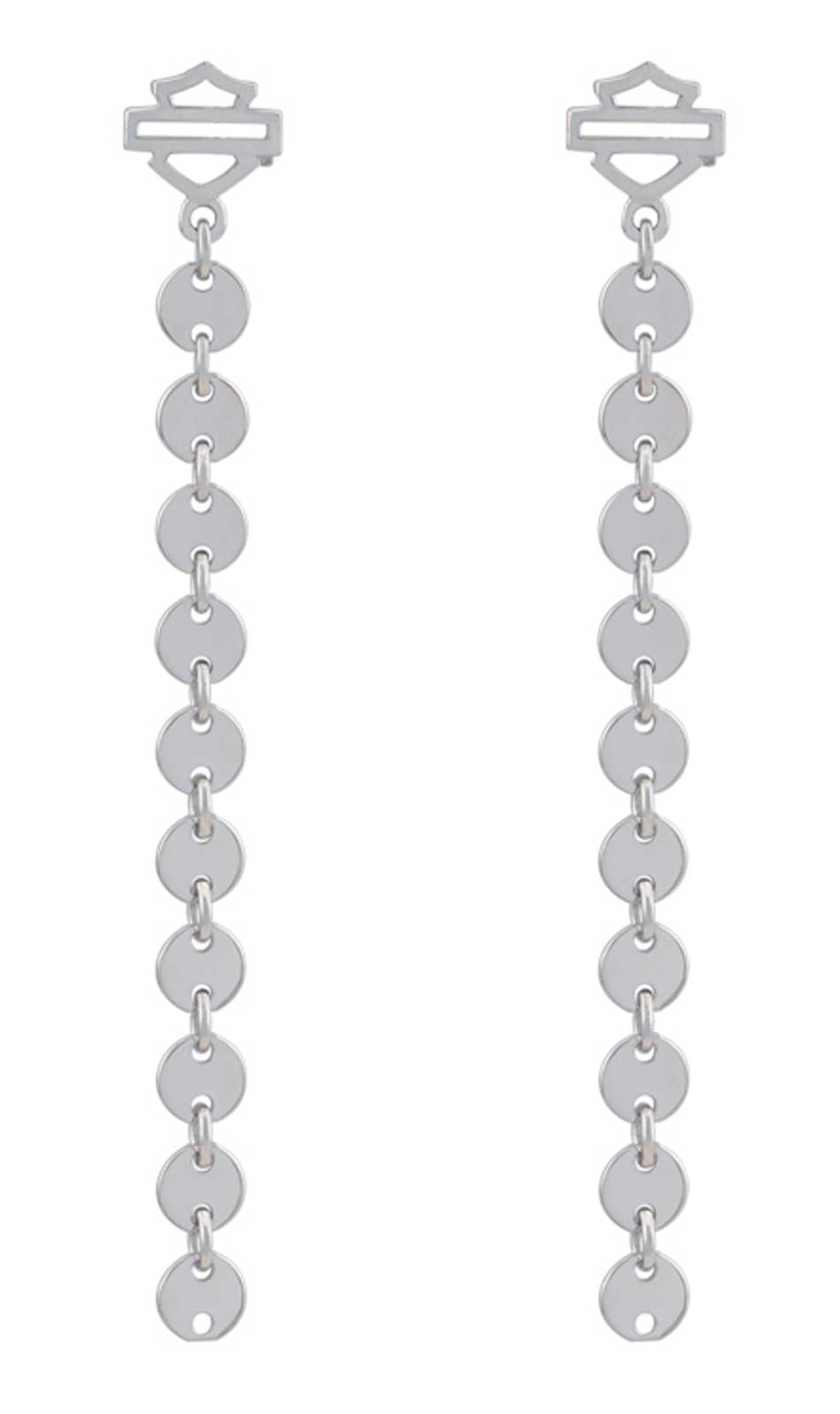Harley-Davidson Women's Disc Chain Bar & Shield Drop Dangle Earrings - Silver - Wisconsin Harley-Davidson