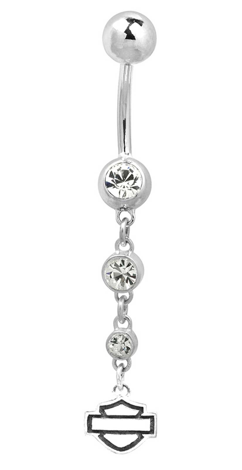 Harley-Davidson Women's Crystal Stones Bar & Shield Belly Jewelry - Silver - Wisconsin Harley-Davidson