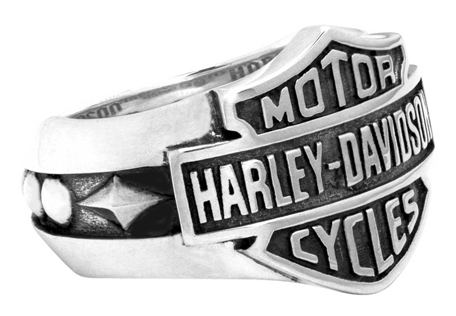 Harley-Davidson Men's Bar & Shield Decorative Band Ring - Sterling Silver - Wisconsin Harley-Davidson