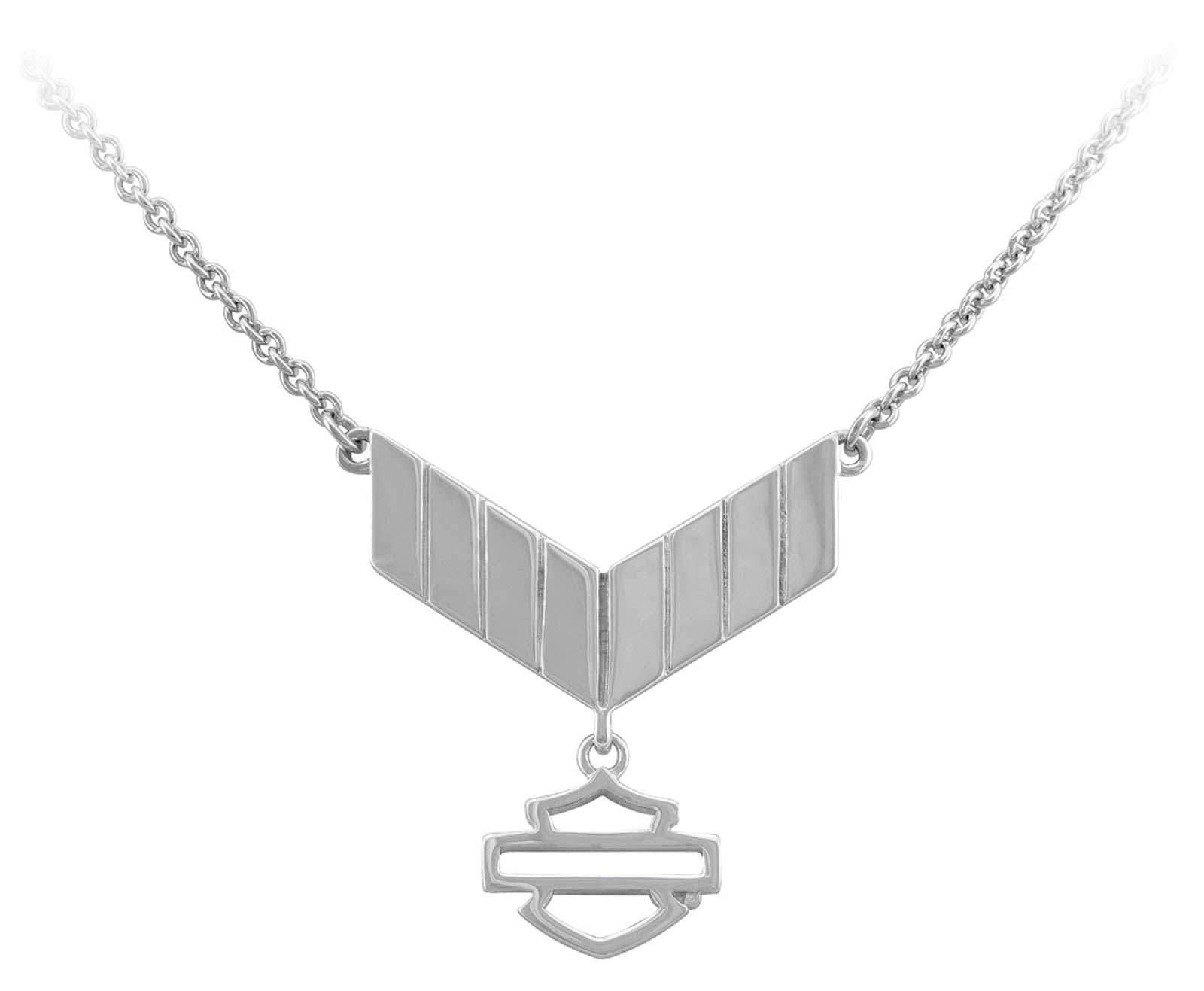 Harley-Davidson Women's Insignia Open Bar & Shield Necklace, Sterling Silver - Wisconsin Harley-Davidson
