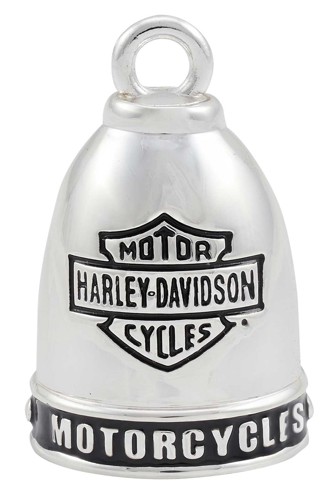 Harley-Davidson Motorcycle H-D Classic Bar & Shield Ride Bell - Black On Silver - Wisconsin Harley-Davidson