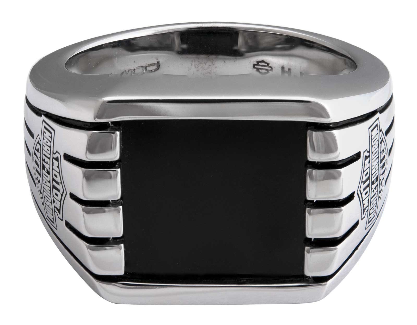 Harley-Davidson Men's Bar & Shield Steel Lines Ring, Silver Stainless Steel - Wisconsin Harley-Davidson