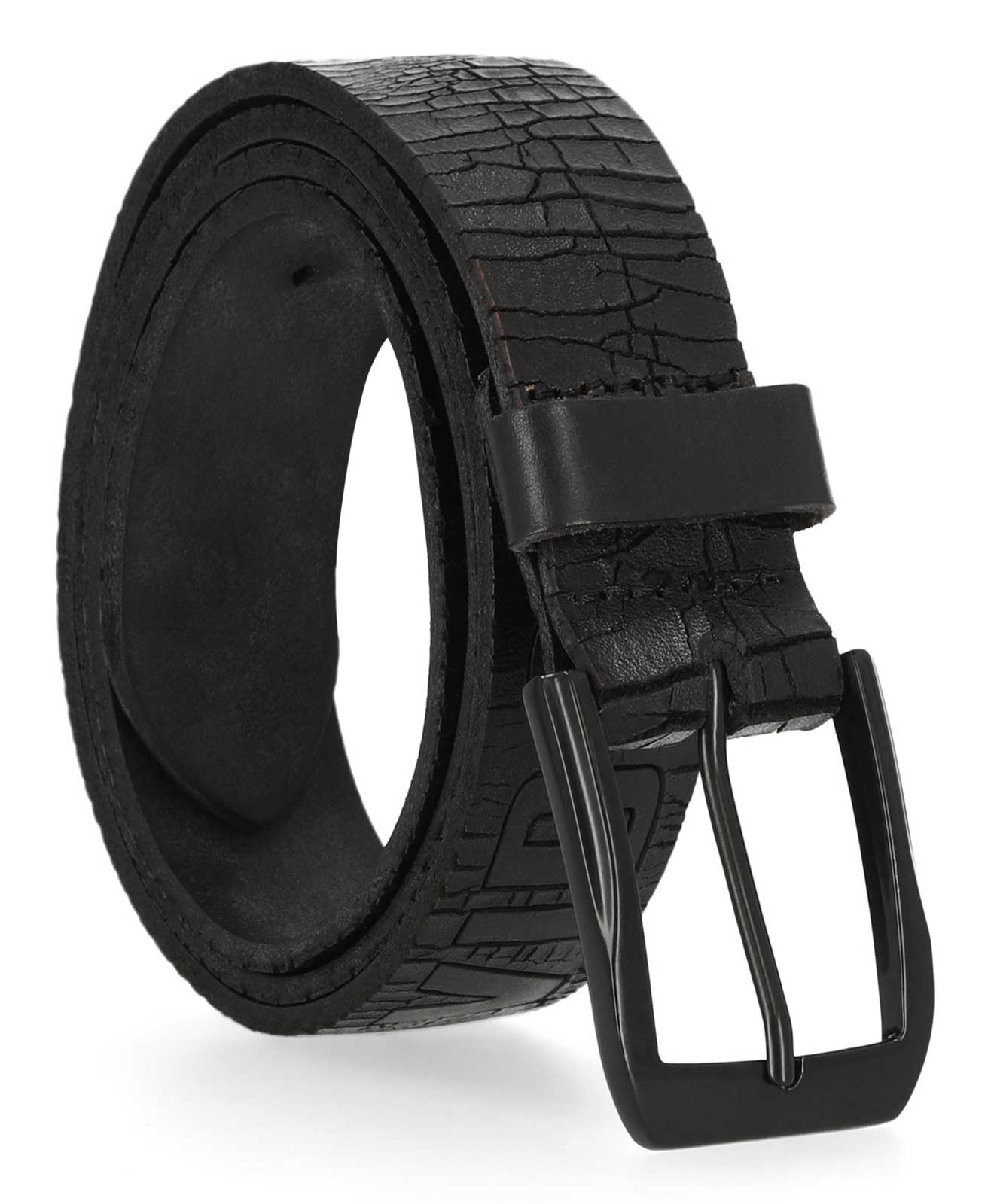 Harley-Davidson® Men's Cracked Earth Raised H-D Logo Leather Belt - Black