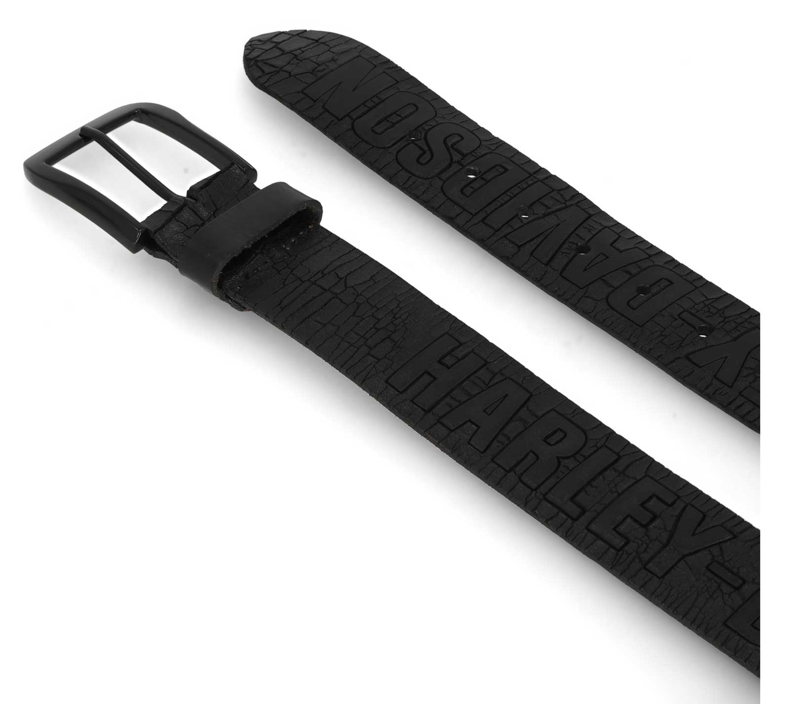 Harley-Davidson Men's Cracked Earth Raised H-D Logo Leather Belt - Black - No Hassle Returns at Wisconsin Harley