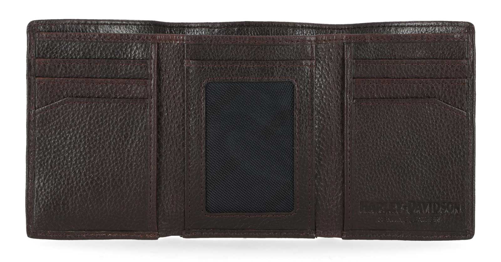Harley-Davidson Men's Bar & Shield Plate Tri-Fold Leather Wallet - Brown - Largest Selection of Harley-Davidson Products