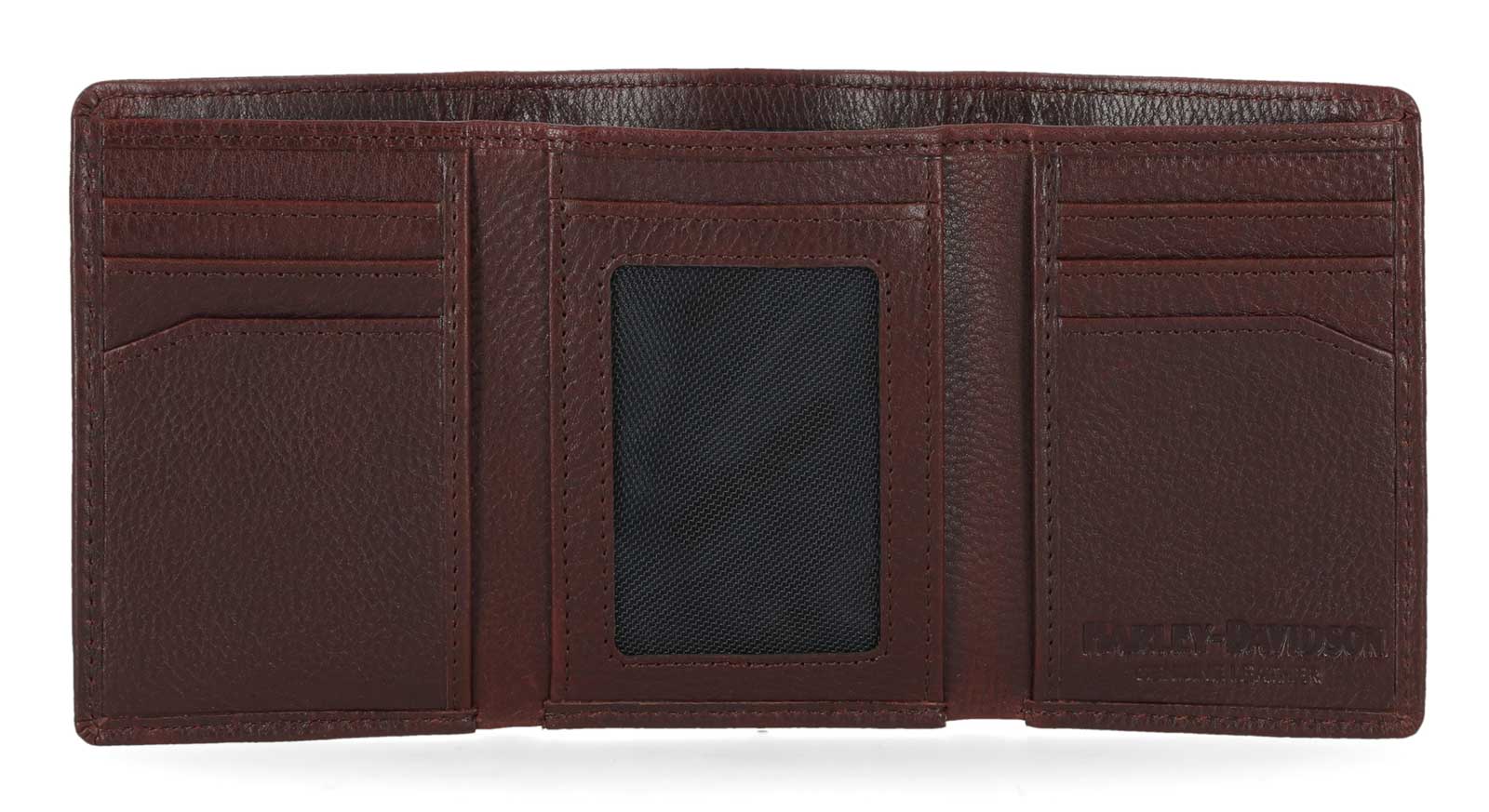 Harley-Davidson Men's Bar & Shield Plate Tri-Fold Leather Wallet - Oxblood Brown - Largest Selection of Harley-Davidson Products