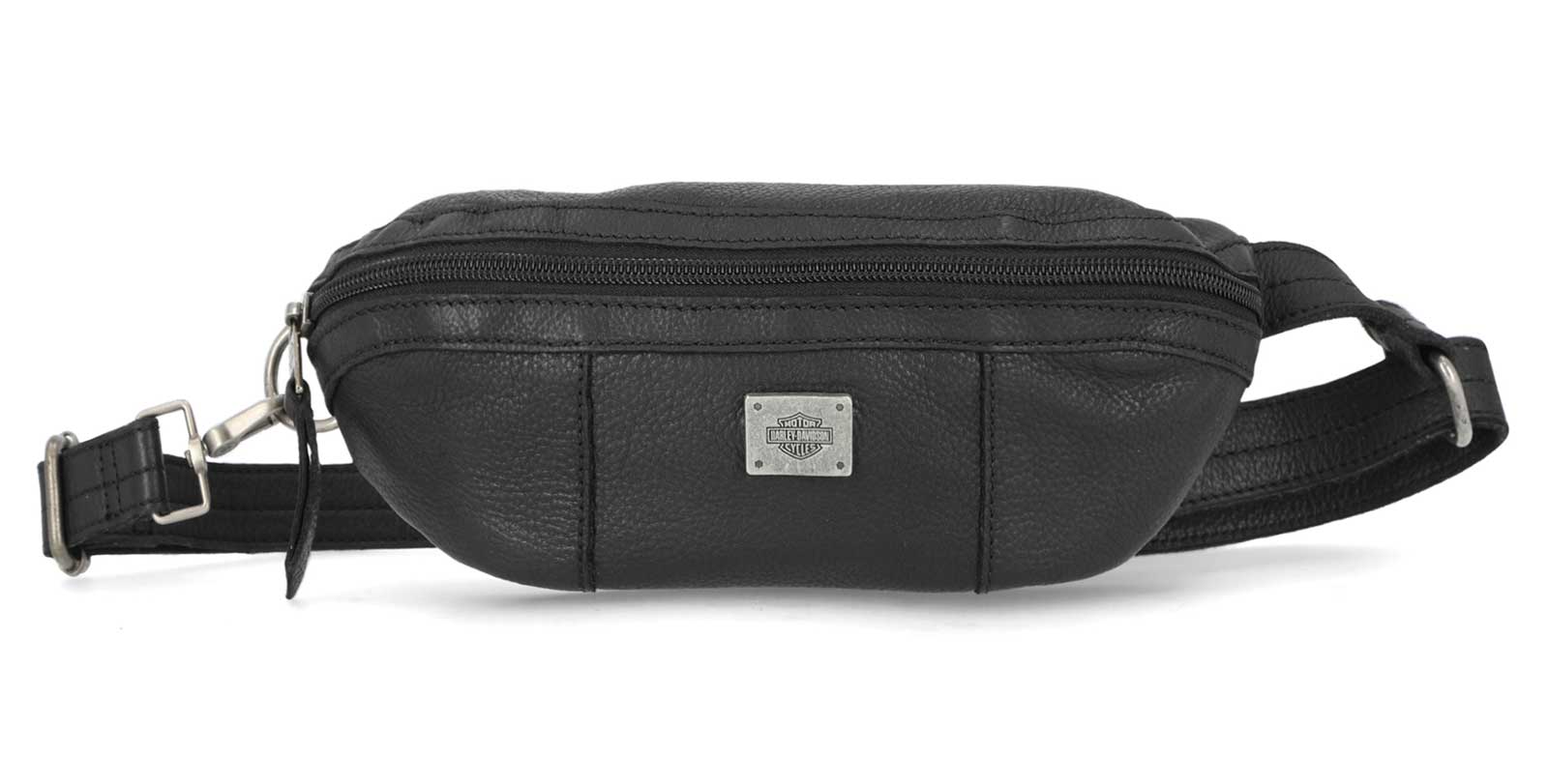 Harley-Davidson Women's Washed Genuine Leather Hip Bag w/Adjustable Strap, Black - Wisconsin Harley-Davidson