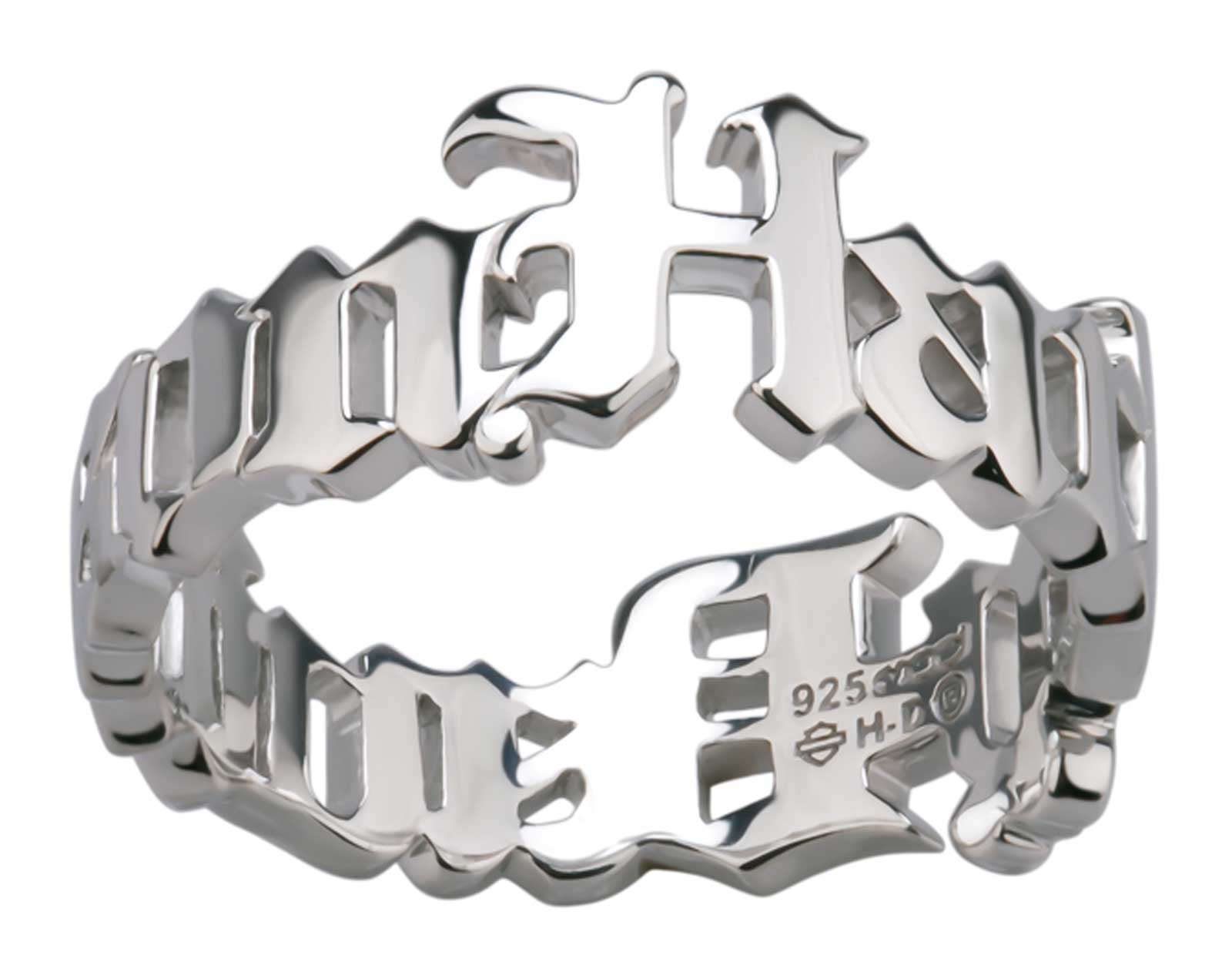 Harley-Davidson Women's Old English H-D Script Band Ring, Sterling Silver - Wisconsin Harley-Davidson