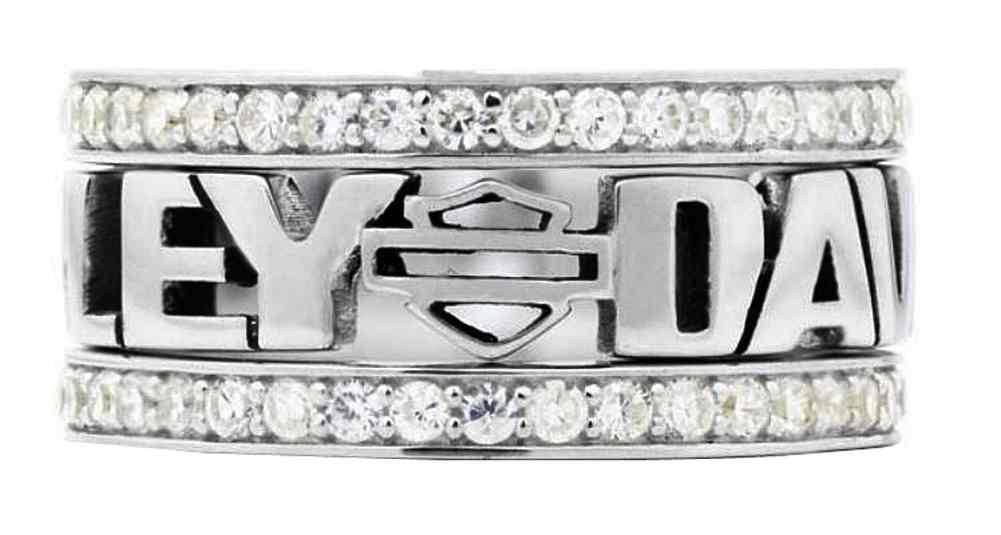 Harley-Davidson Women's Stacking H-D Script Embellished Ring, Silver HDR0294 - Wisconsin Harley-Davidson