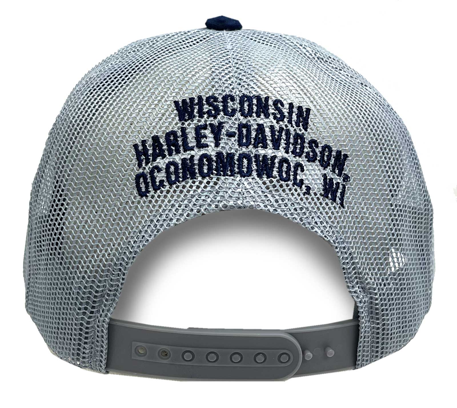 Harley-Davidson Free Shipping - Harley-Davidson Men's Meshed Adjustable Snapback Mesh Trucker Hat - Navy/Silver - Free Shipping on many products plus Orders Over $99