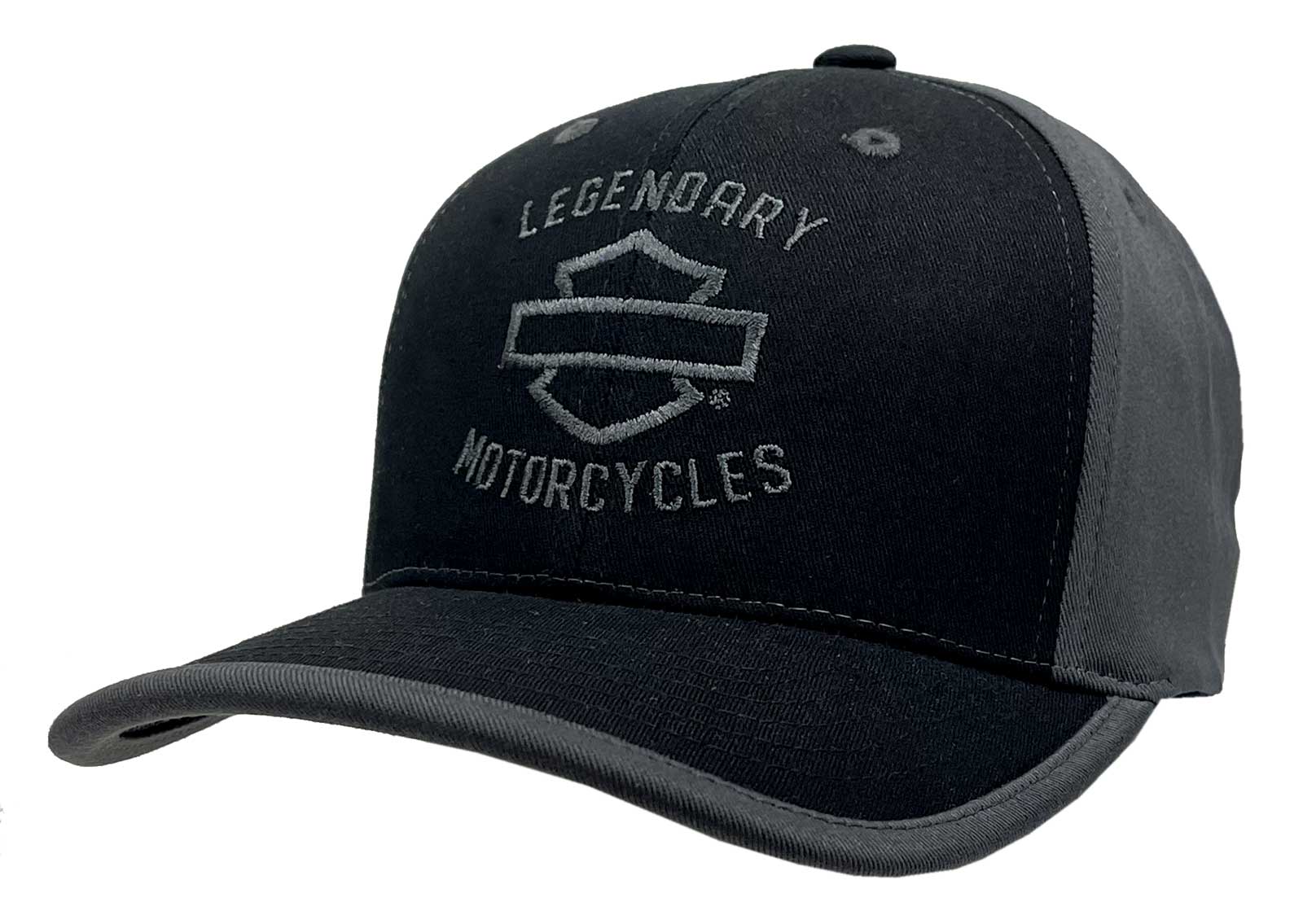 Harley-Davidson Men's Burnt Banners Stretch Fit Curved Bill Baseball Cap - Black - Wisconsin Harley-Davidson