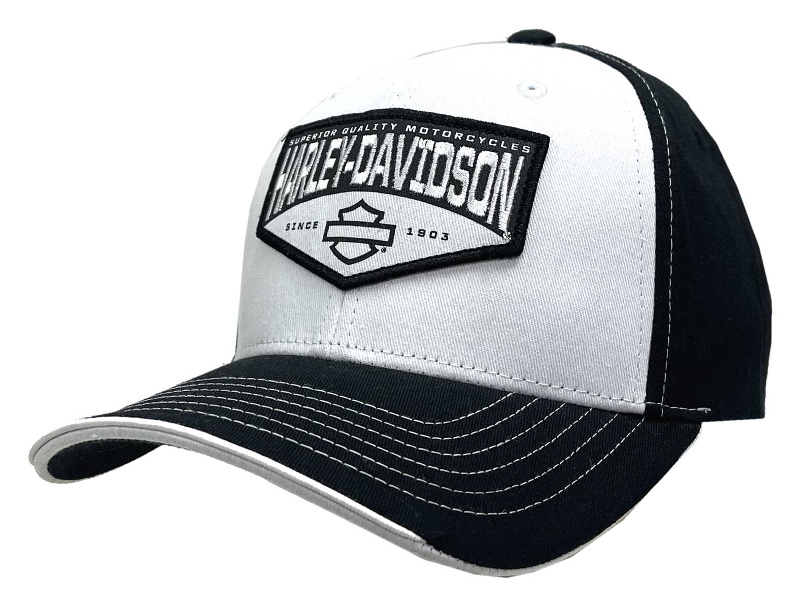 Harley-Davidson Men's Publicity Embroidered Adjustable Baseball Cap, Black/White - Wisconsin Harley-Davidson