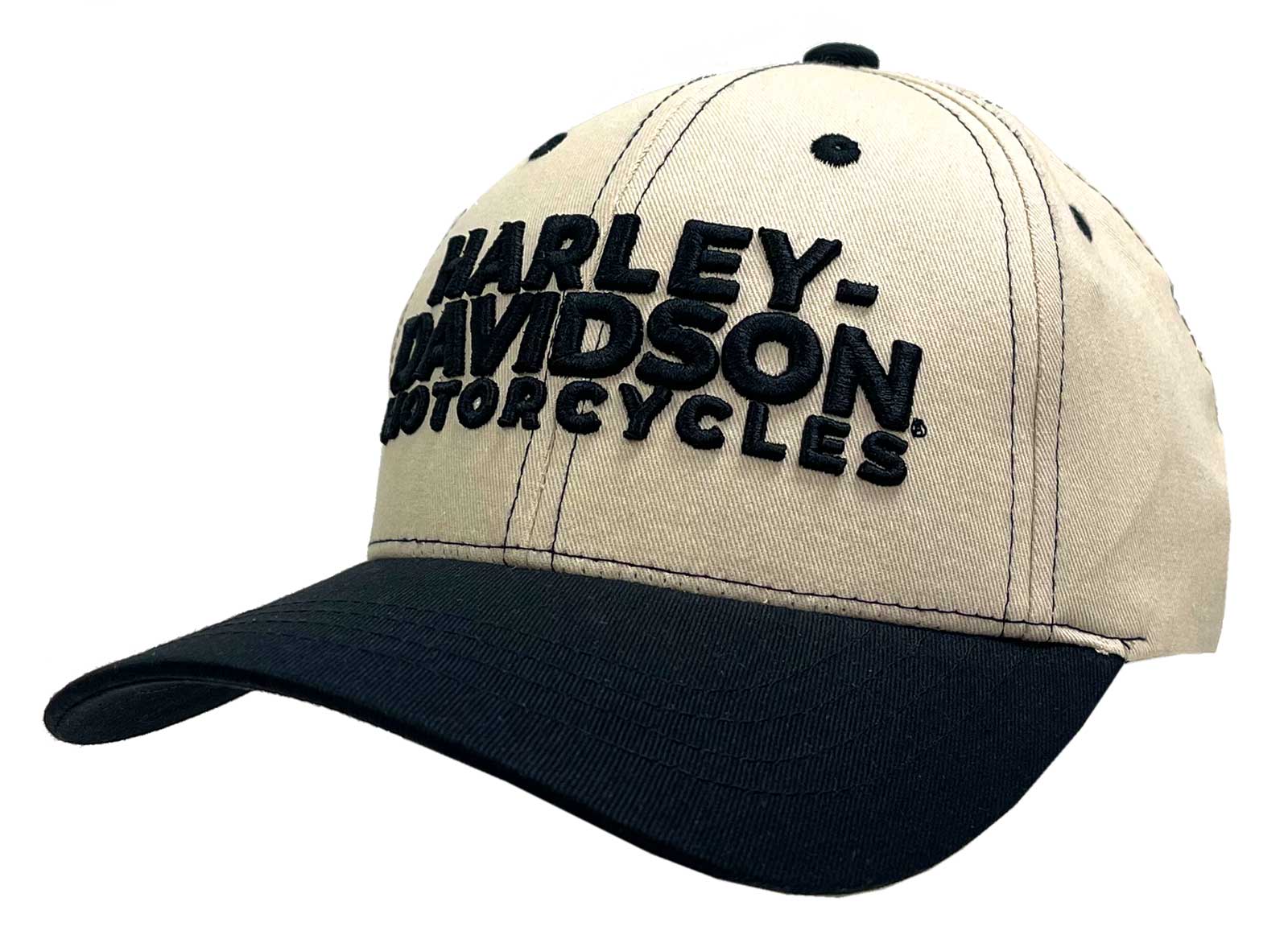 Harley-Davidson Men's Boldly Adjustable Snapback Baseball Cap - Tan/Black - Wisconsin Harley-Davidson