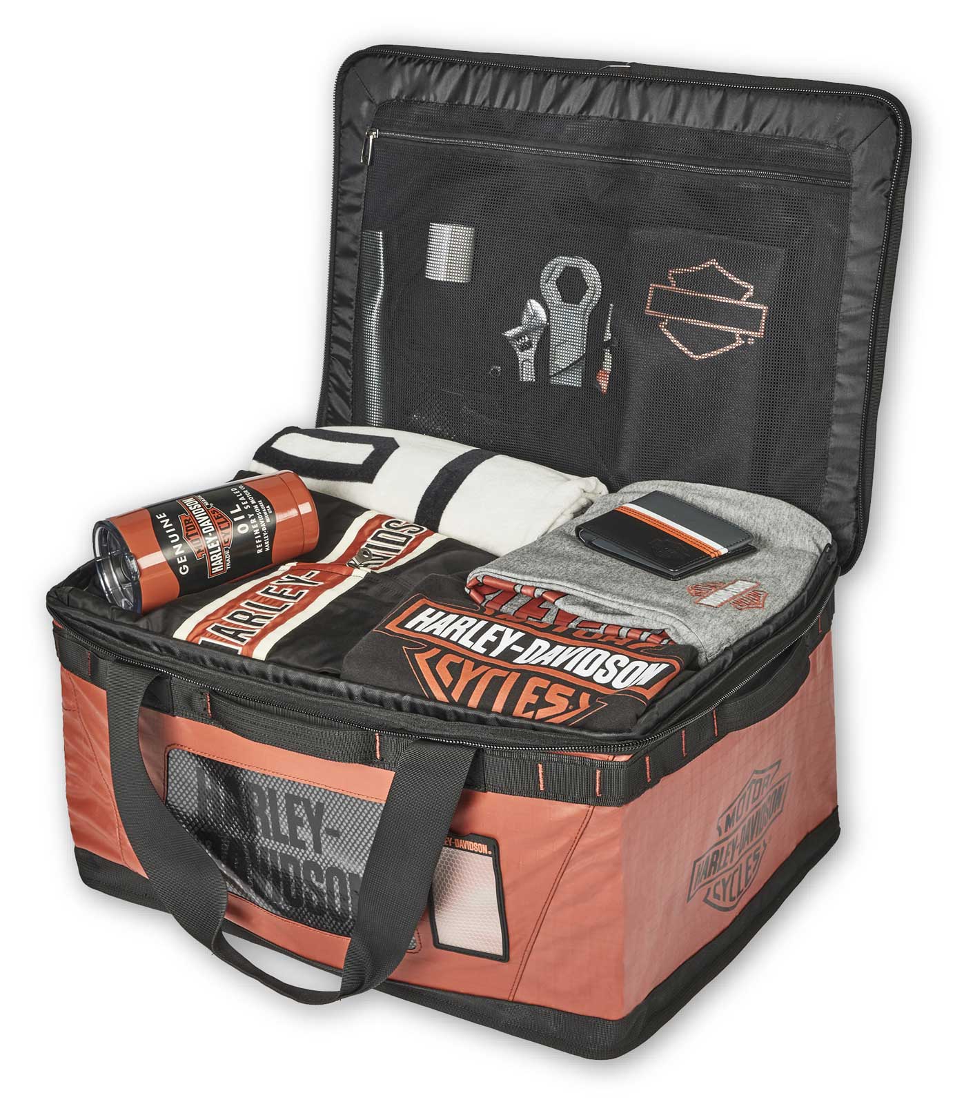 Harley-Davidson Nomad 22 inch Small Gear Collapsible Duffel Bag - Orange - No Hassle Returns at Wisconsin Harley