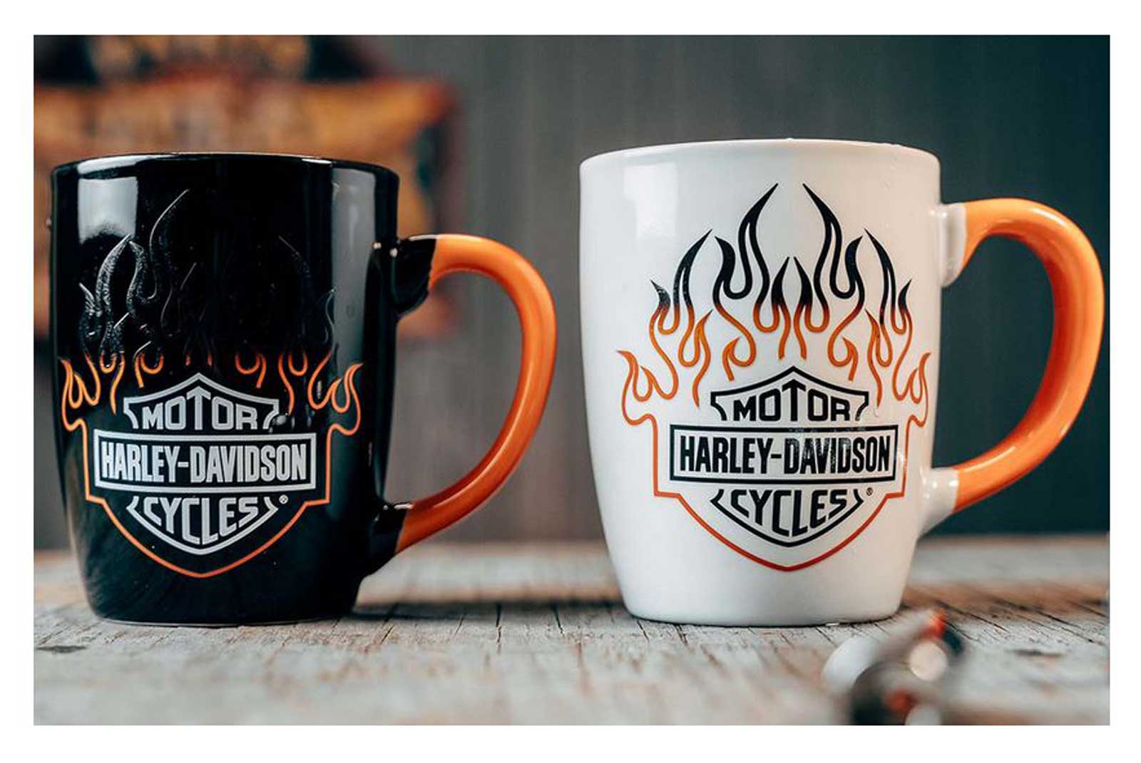 Harley-Davidson Bar & Shield Flames Ceramic Mug Set - 15 oz. - Color Change - No Hassle Returns at Wisconsin Harley