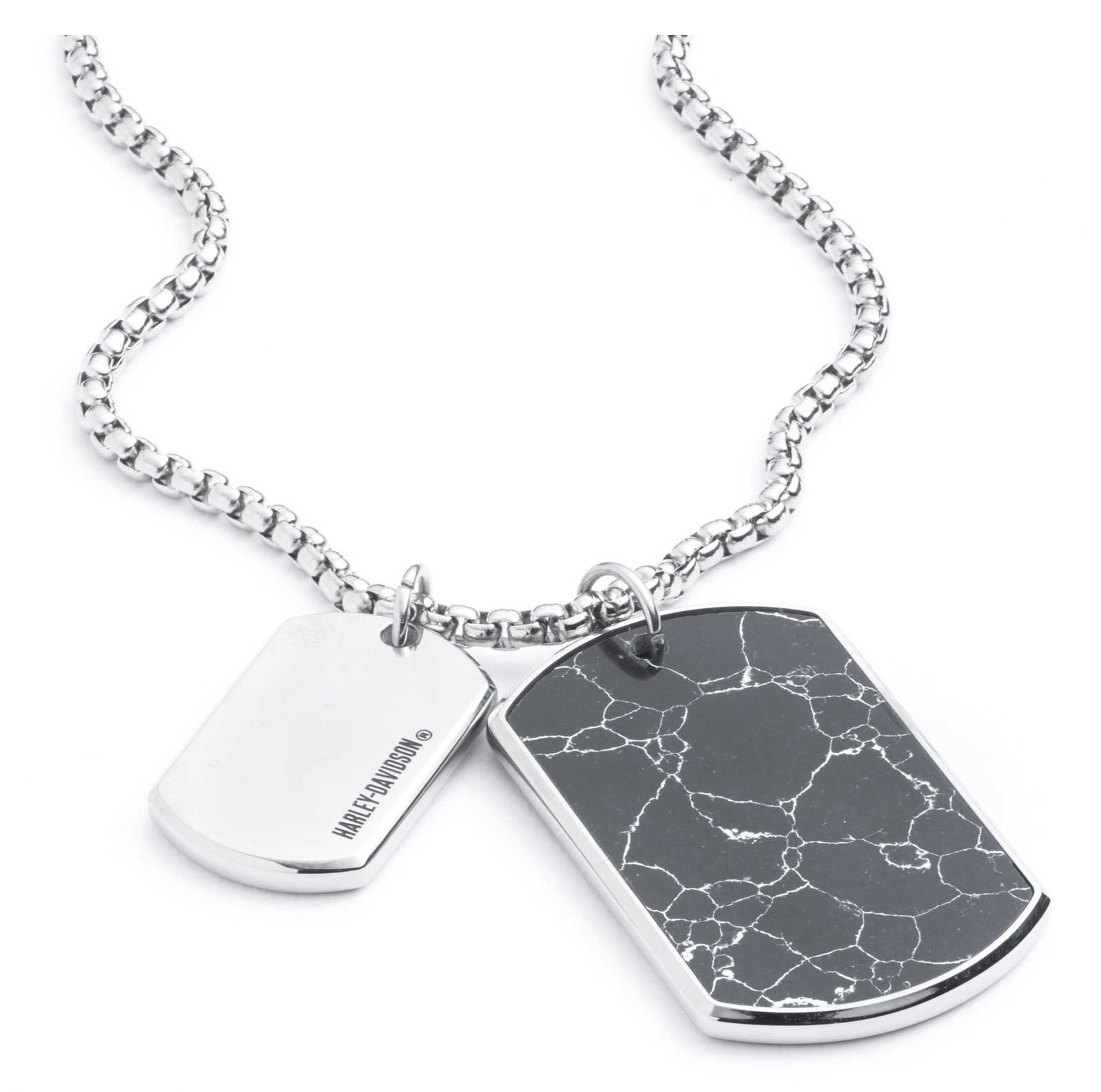 Harley Davidson★ドッグタグネックレス★ステンレス製 Harley-Davidson® Men's Textured Bar & Shield Flames Dog Tag