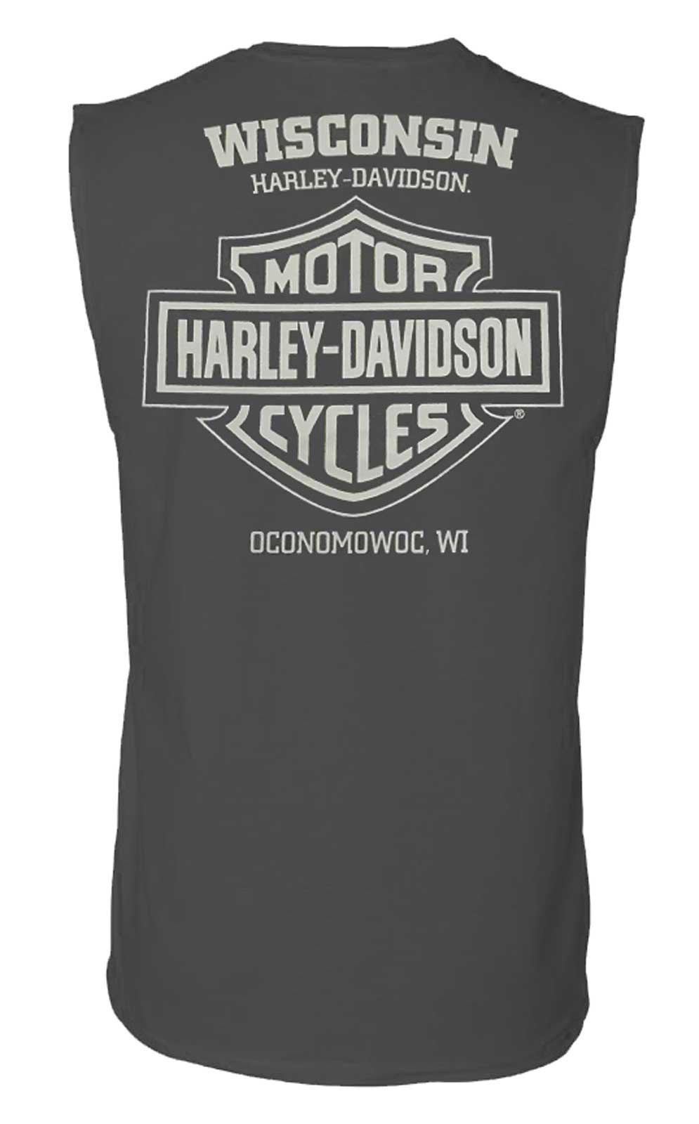 Harley-Davidson Free Shipping - Harley-Davidson Men's Weathered Sleeveless Cotton Muscle Shirt, Charcoal Gray - Free Shipping on many products plus Orders Over $99