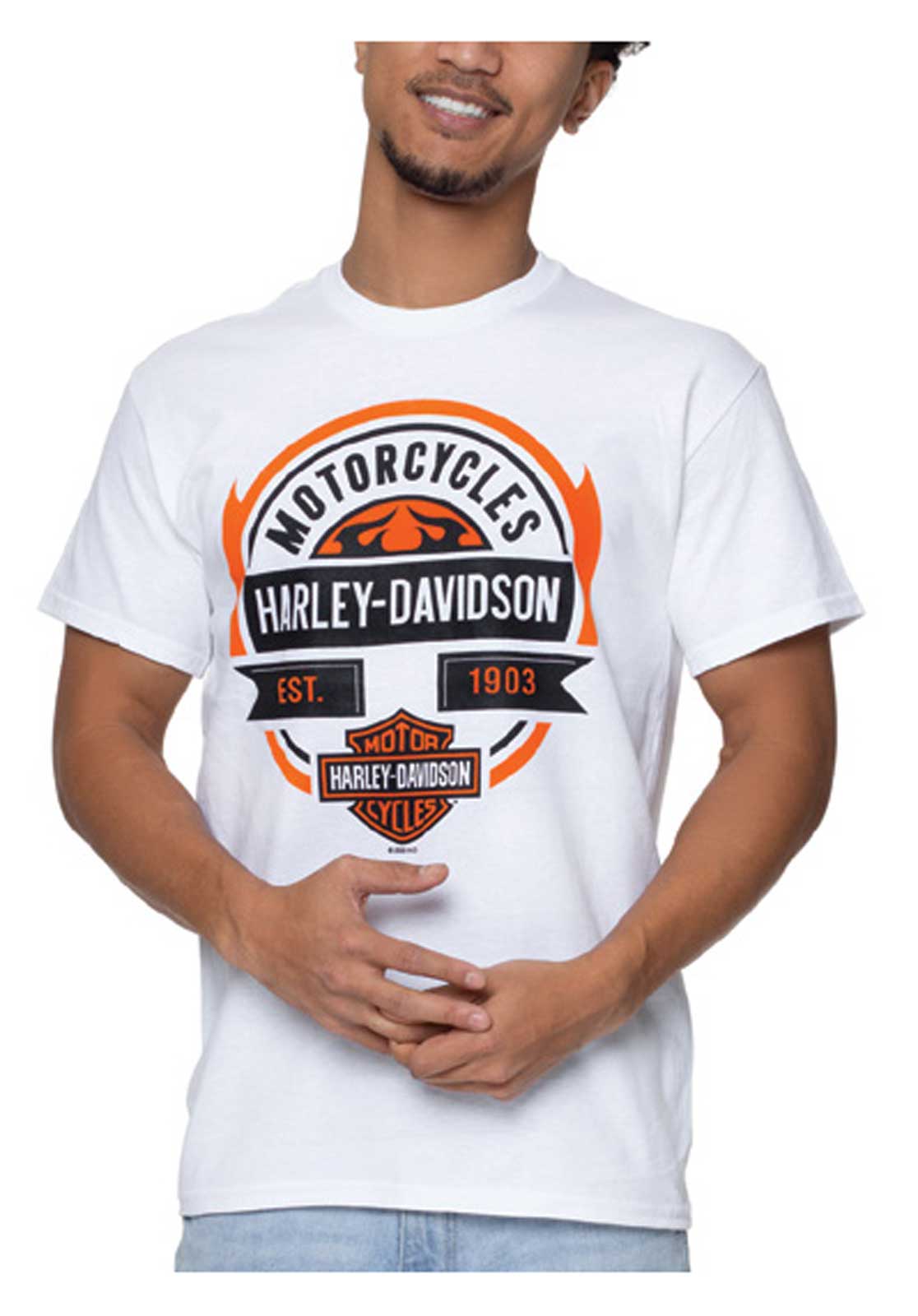 ★Harley Davidson★ EST 1903 Short Sleeve T-Shirt White HH15 Harley-Davidson® Men's Optimal Bar & Shield Short Sleeve