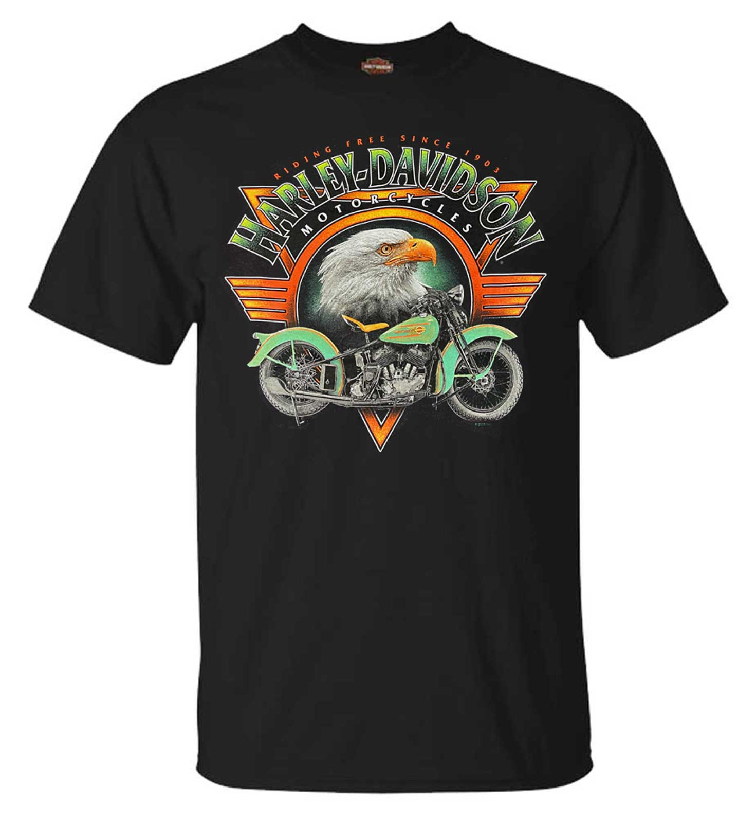 Harley-Davidson Men's Vintage Eagle Short Sleeve Crew-Neck T-Shirt - Black - Wisconsin Harley-Davidson