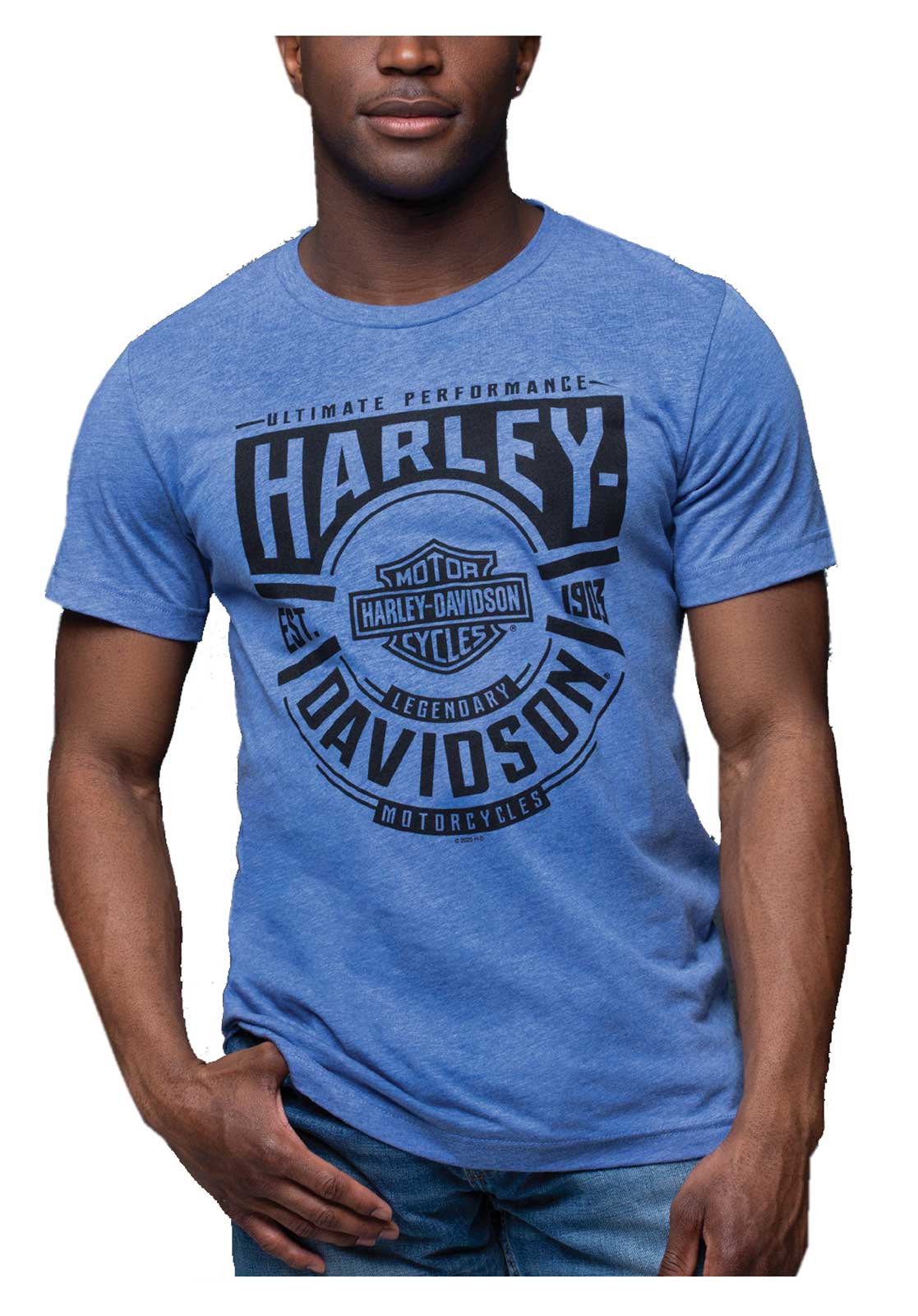 Harley-Davidson Men's Levity Bar & Shield Crew-Neck Short Sleeve Tee - Blue - Wisconsin Harley-Davidson