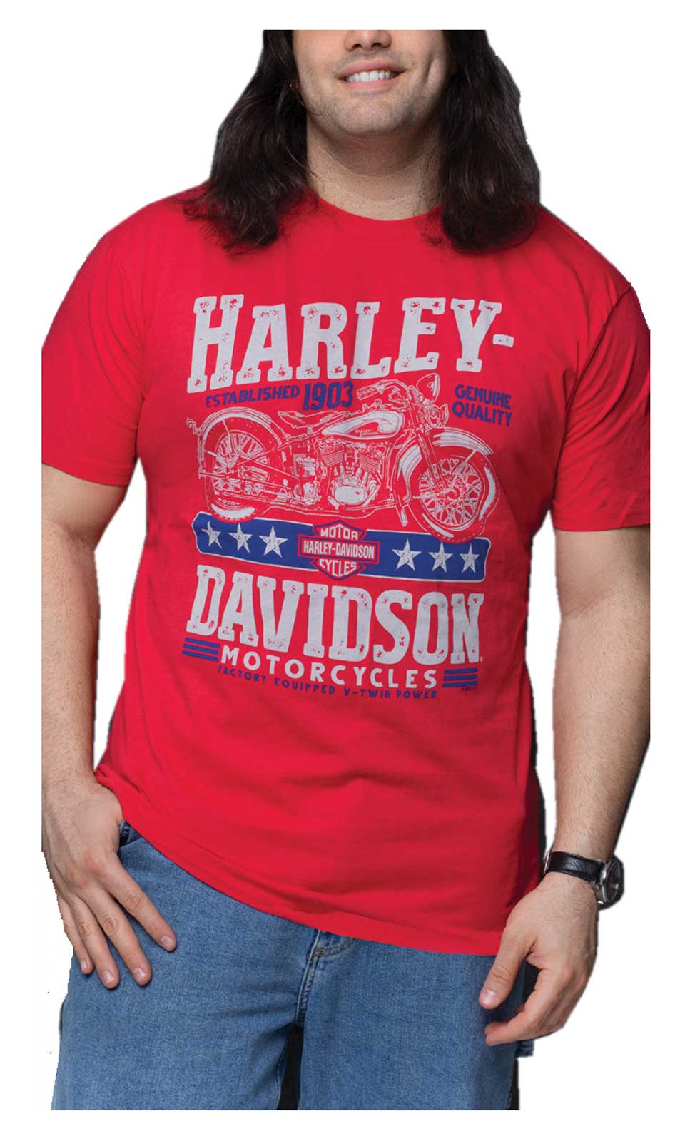 Harley-Davidson Men's Streamline H-D Short Sleeve Crew-Neck T-Shirt - Red - Wisconsin Harley-Davidson