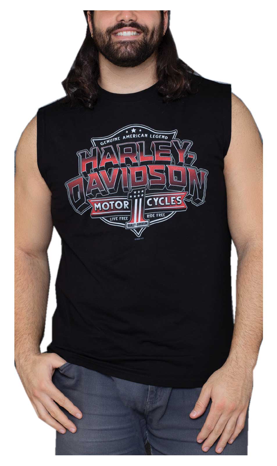 Harley-Davidson Men's Heavyweight #1 Sleeveless Cotton Muscle Shirt, Black - Wisconsin Harley-Davidson