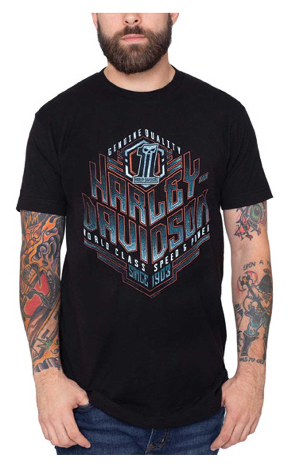 Harley-Davidson Men's Dark Ride Short Sleeve Crew-Neck Cotton T-Shirt - Black - Wisconsin Harley-Davidson
