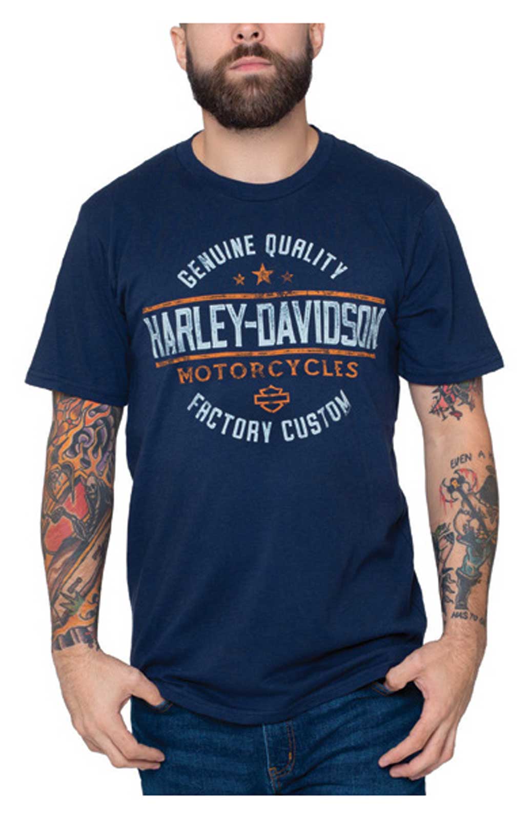 Harley-Davidson Men's Expand Crew-Neck Short Sleeve Cotton T-Shirt - Navy - Wisconsin Harley-Davidson