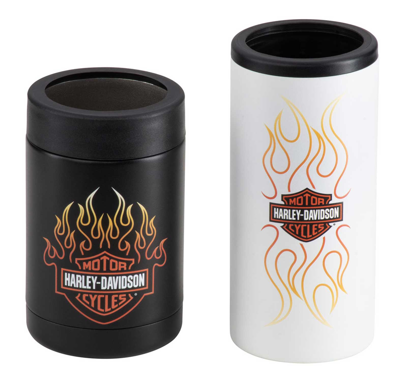 Harley-Davidson Bar & Shield Flames Can Cooler Set - Insulated Stainless Steel - Wisconsin Harley-Davidson