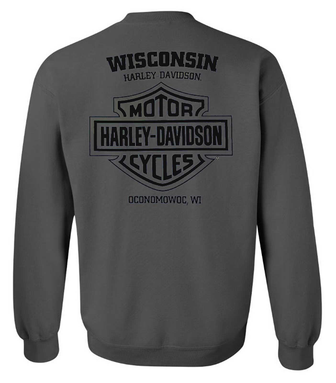 Harley-Davidson Free Shipping - Harley-Davidson Men's Premium Crew-Neck Pullover Fleece Sweatshirt, Charcoal - Free Shipping on many products plus Orders Over $99