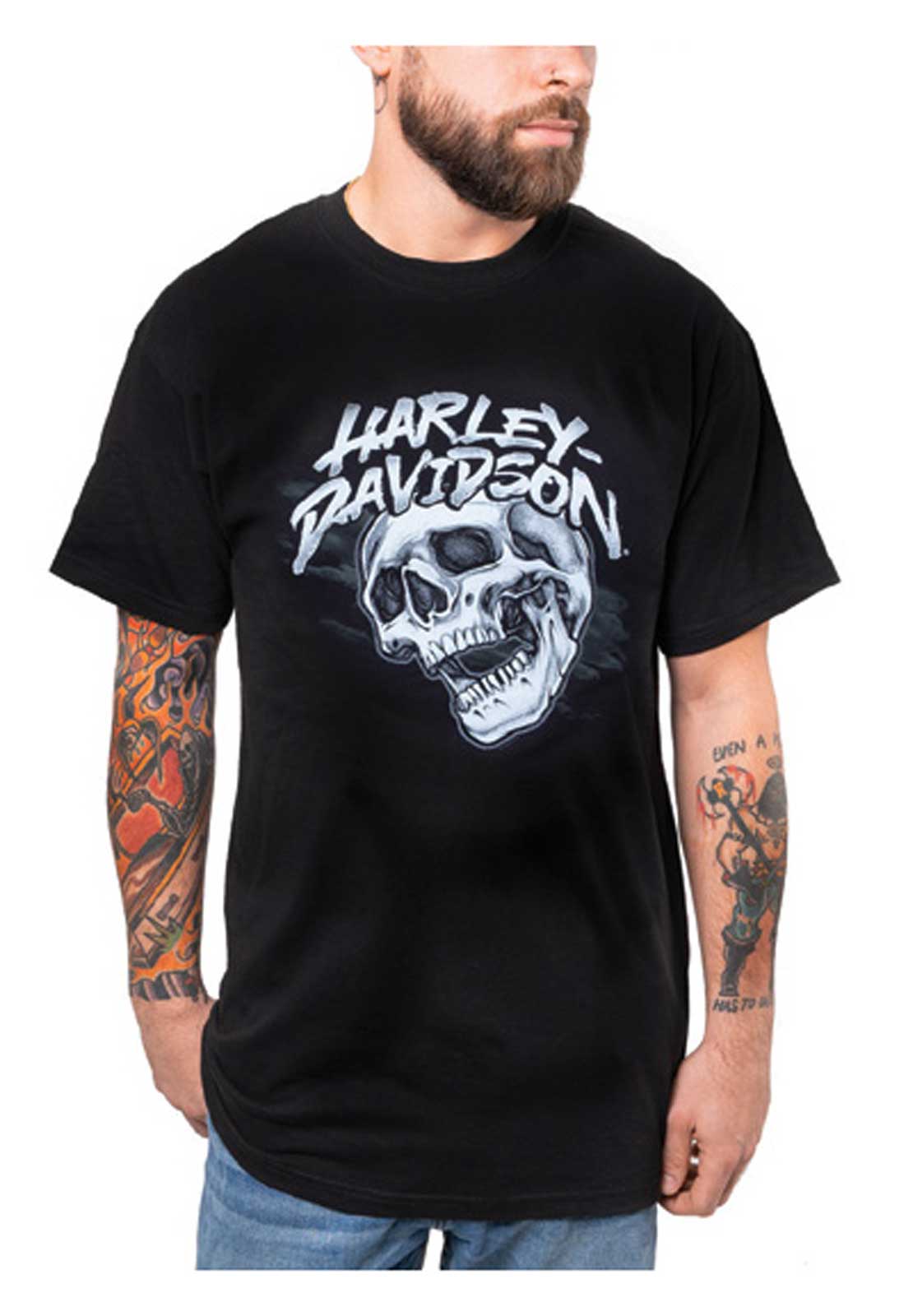 Harley-Davidson Men's Skull Blend Short Sleeve Crew-Neck T-Shirt - Black - Wisconsin Harley-Davidson