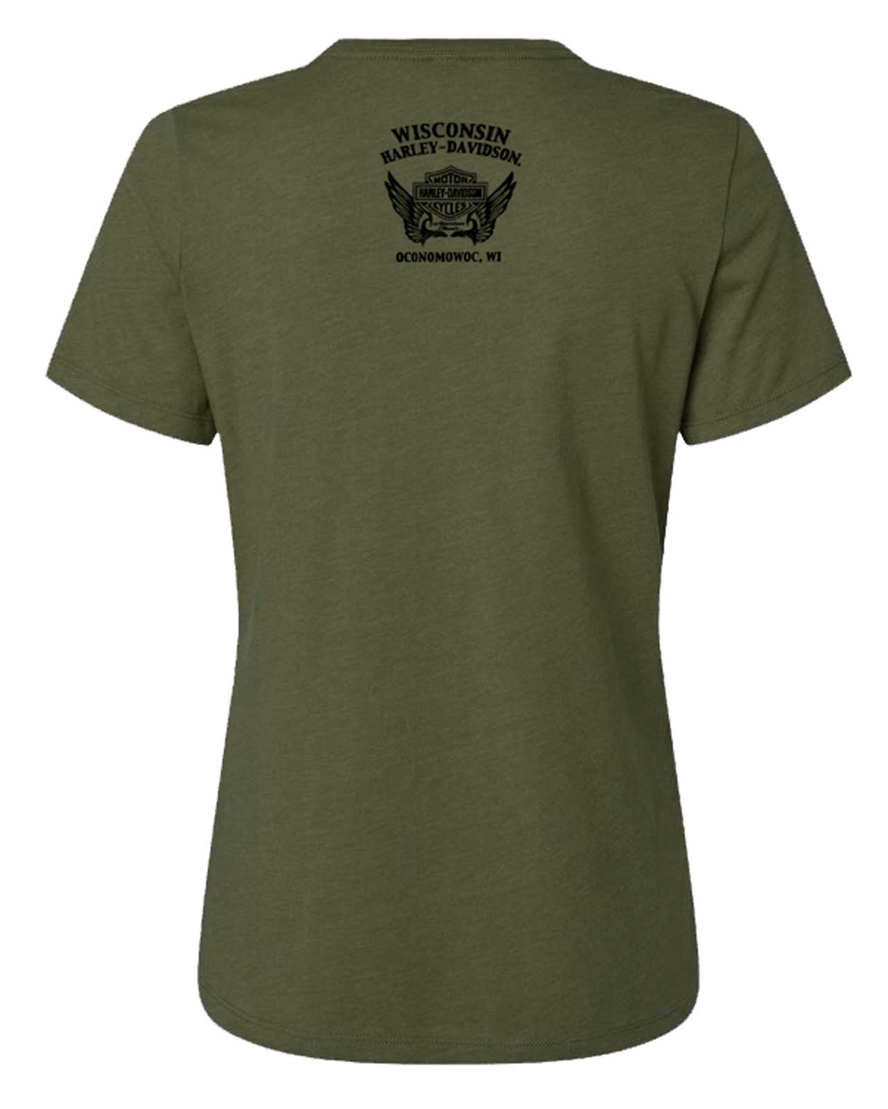 Harley-Davidson Free Shipping - Harley-Davidson Women's Rugged Arch V-Neck Short Sleeve Tee, Wash Olive - Free Shipping on many products plus Orders Over $99