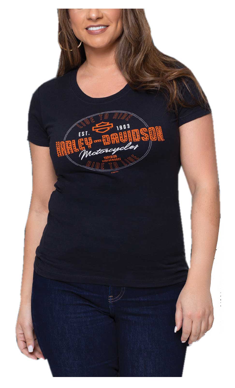 Harley-Davidson Women's Embellished Light Lines Crew-Neck Short Sleeve T-Shirt - Wisconsin Harley-Davidson